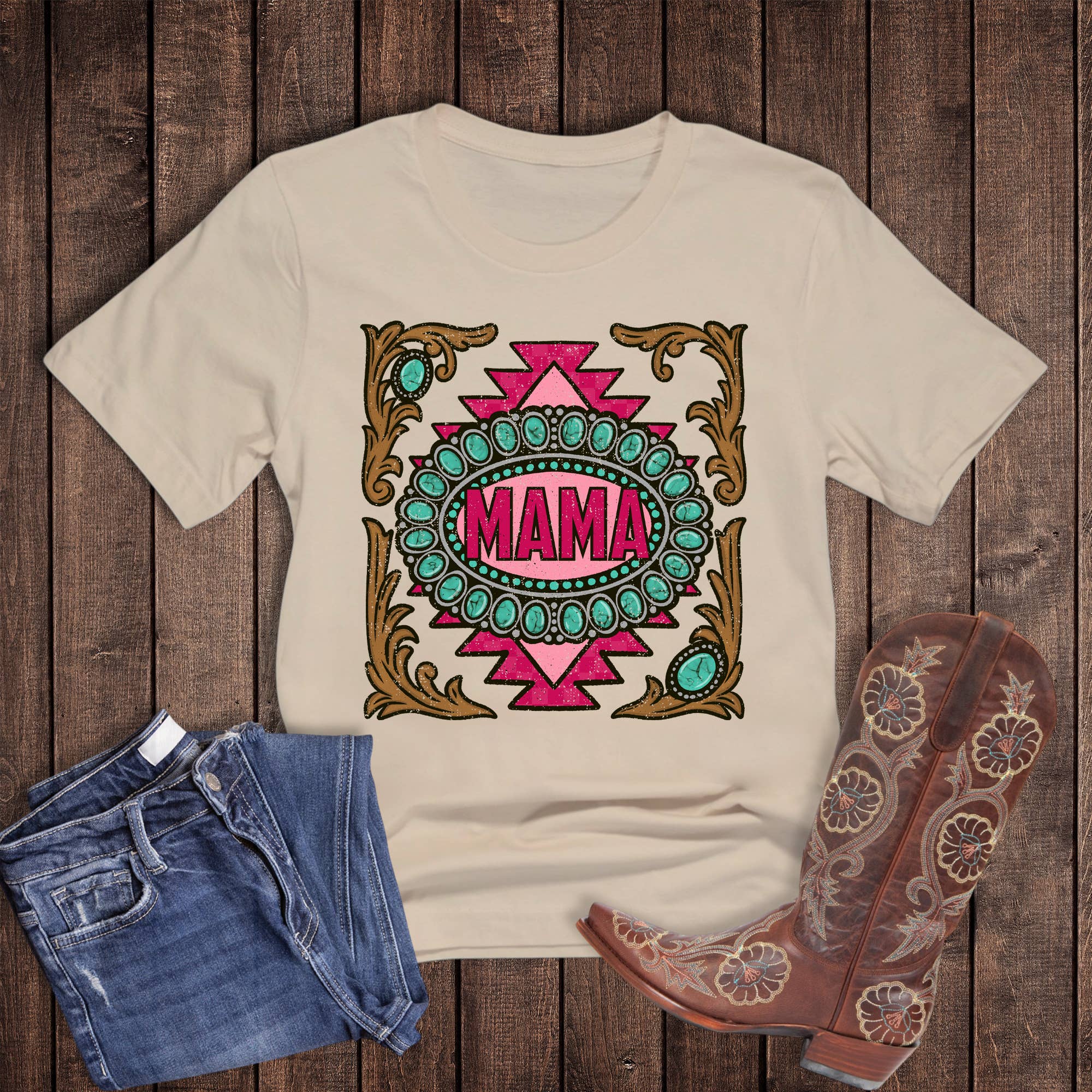 Western Mama Turquoise Graphic Tee