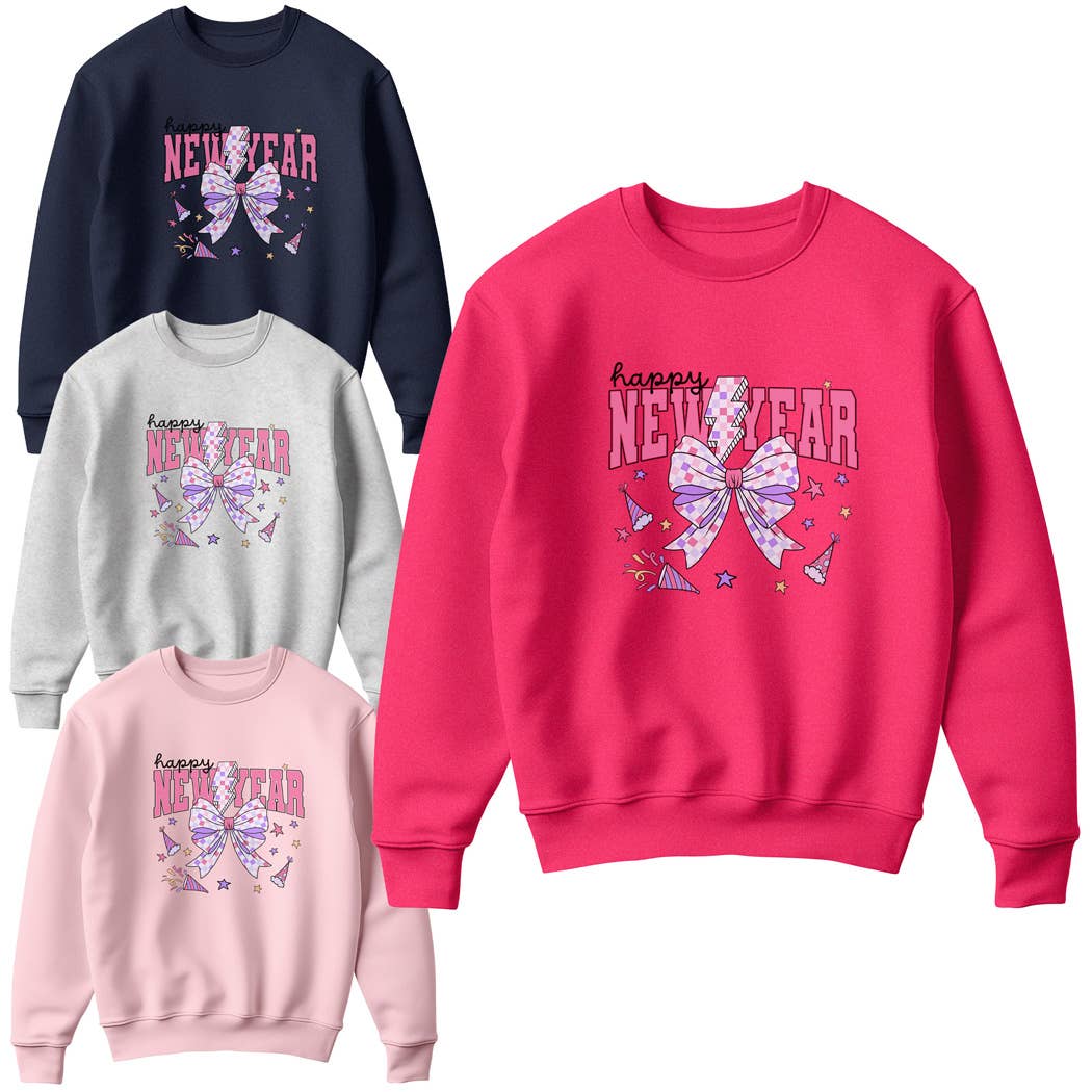 Happy New Year Ribbon Logo Fleece Sweatshirt