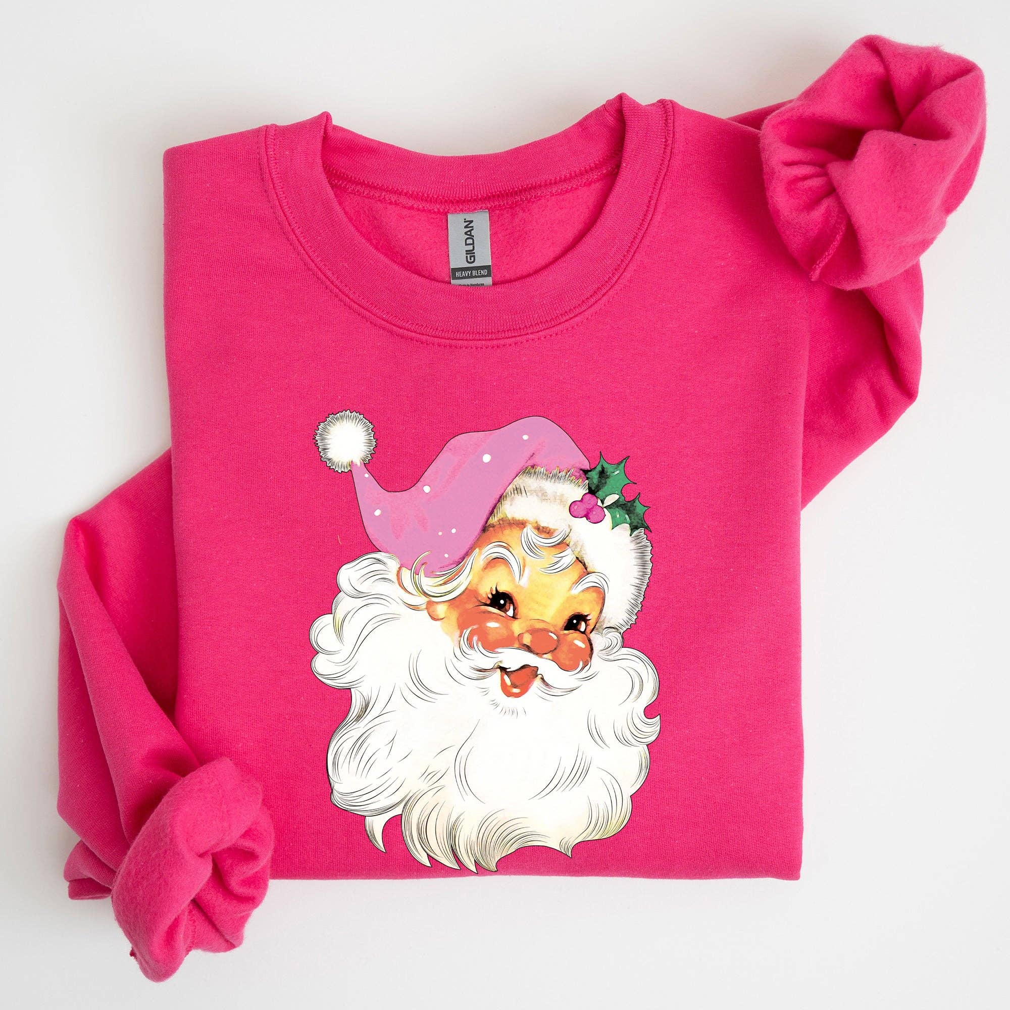 Retro Santa, Pink, Classic, Twinkle, Christmas Sweatshirt