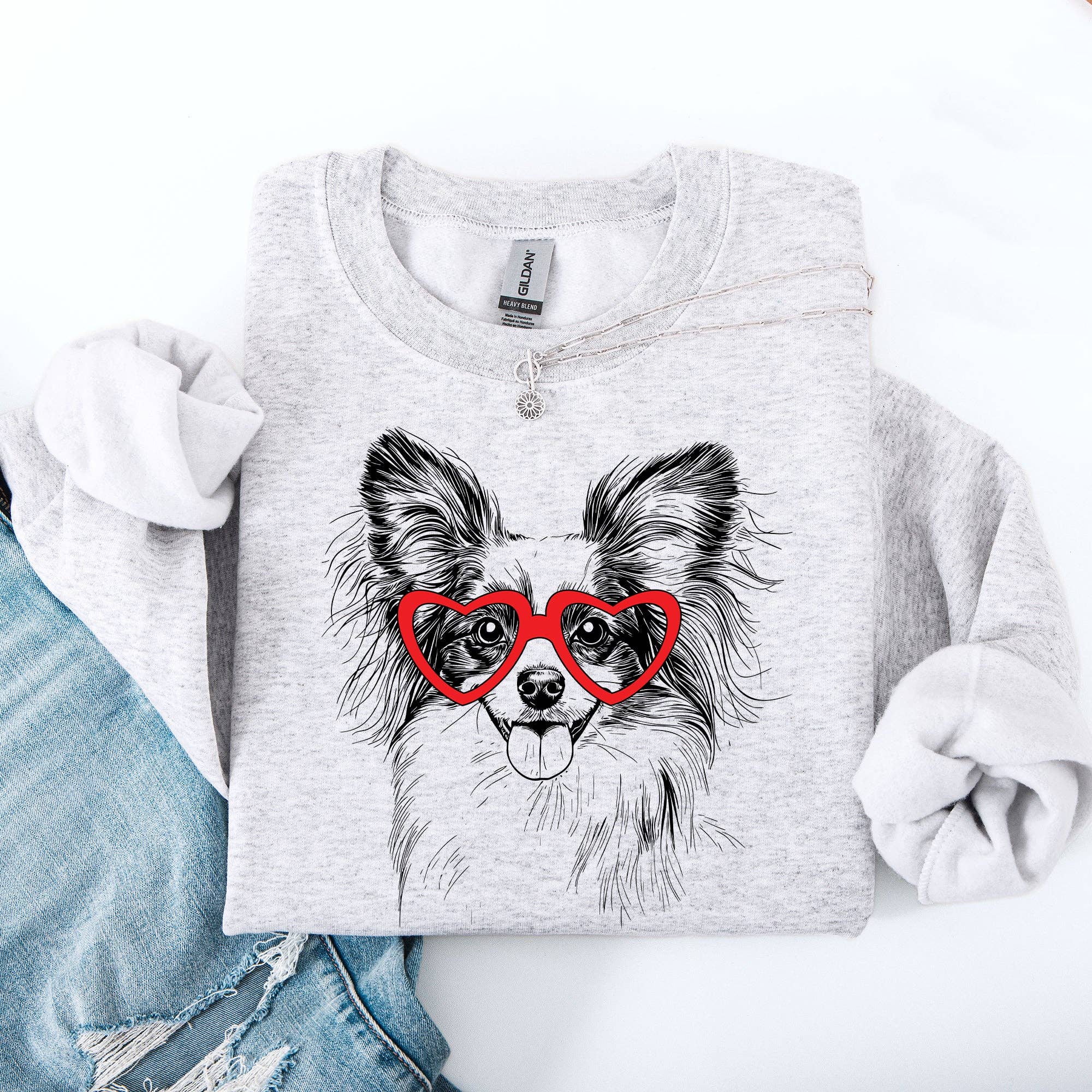 Papillon, Pet, Dog Breed, Valentine's Sweatshirt