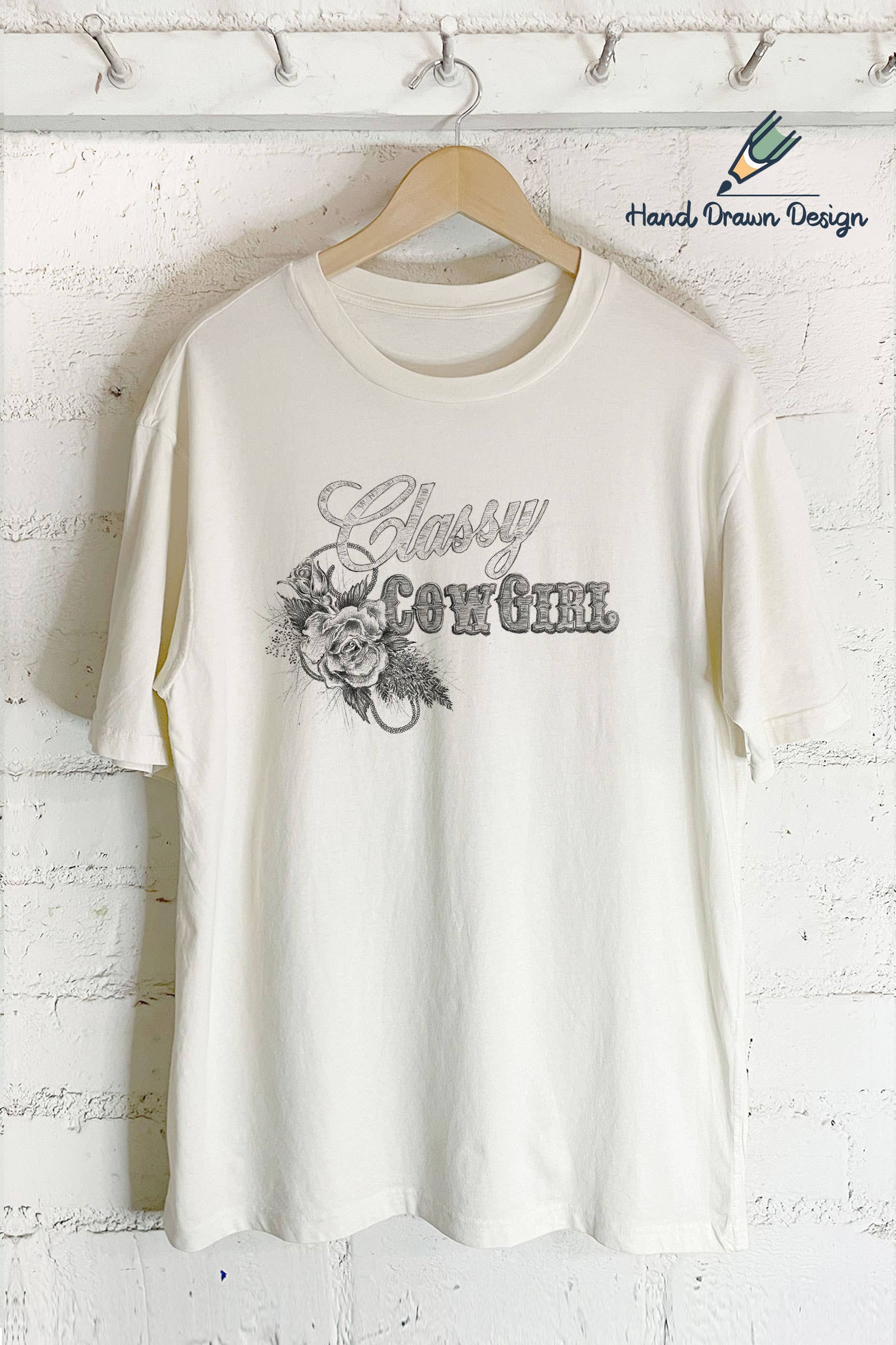 Classy Cowgirl- Hand Drawn Design (Oversized Tee)