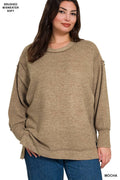 .SI-26469 Brushed Melange Hacci Oversized Exposed Seam Sweate