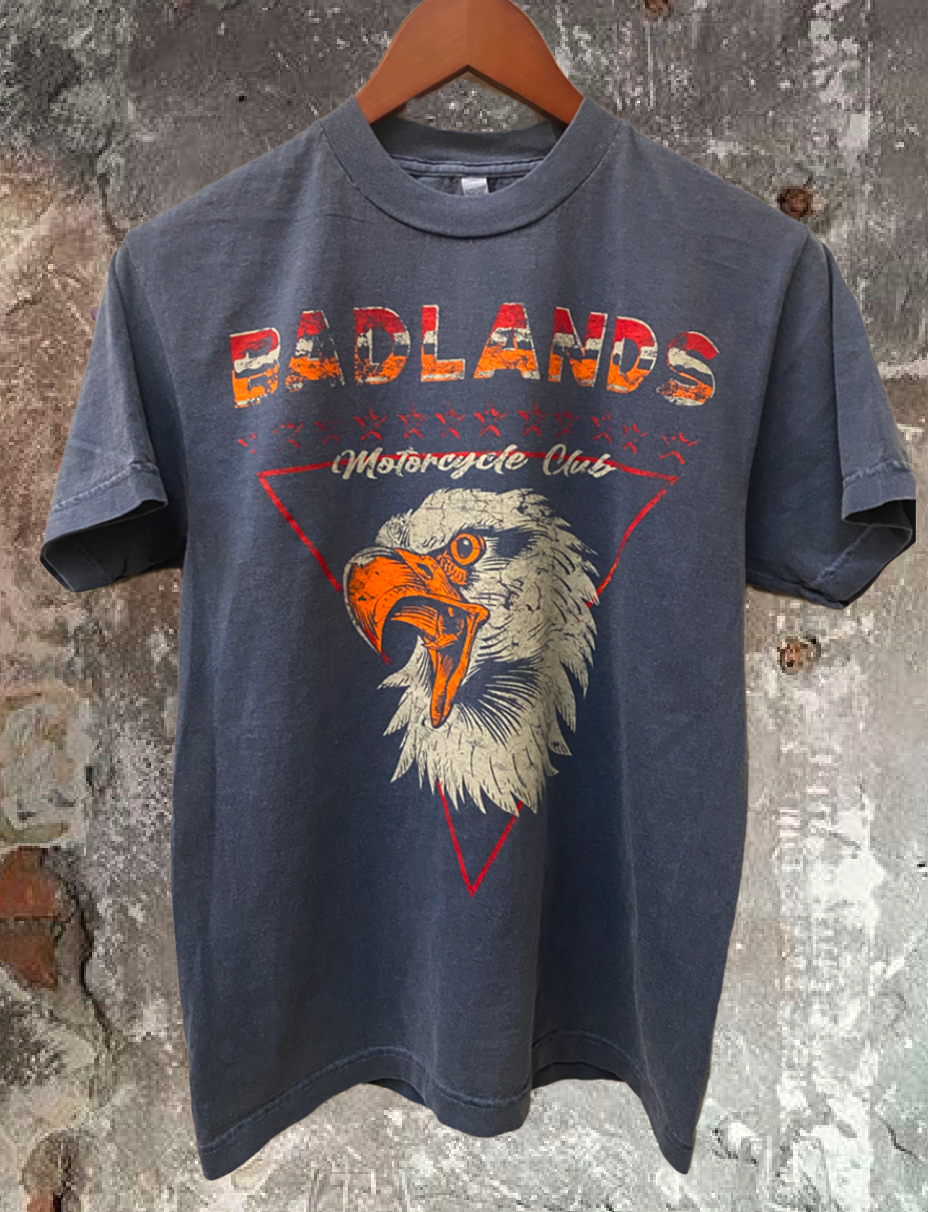 Badlands Moto Club Carded Cotton Garment Dyed Vintage T