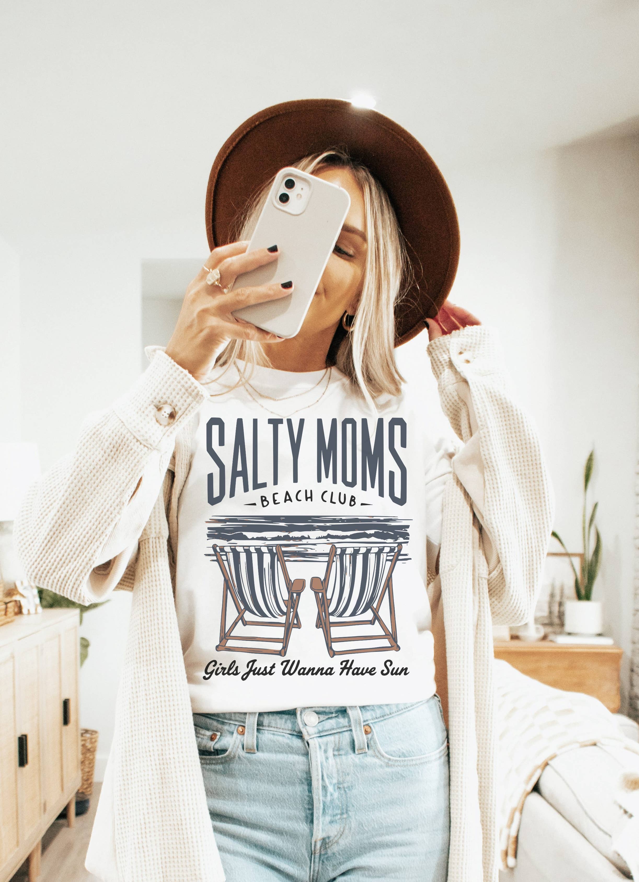 Salty Moms Beach Club Graphic Tee | Summer Tee