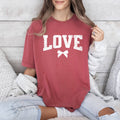 Love, Bow, Varsity, Valentine's Day, Comfort Colors T-Shirt