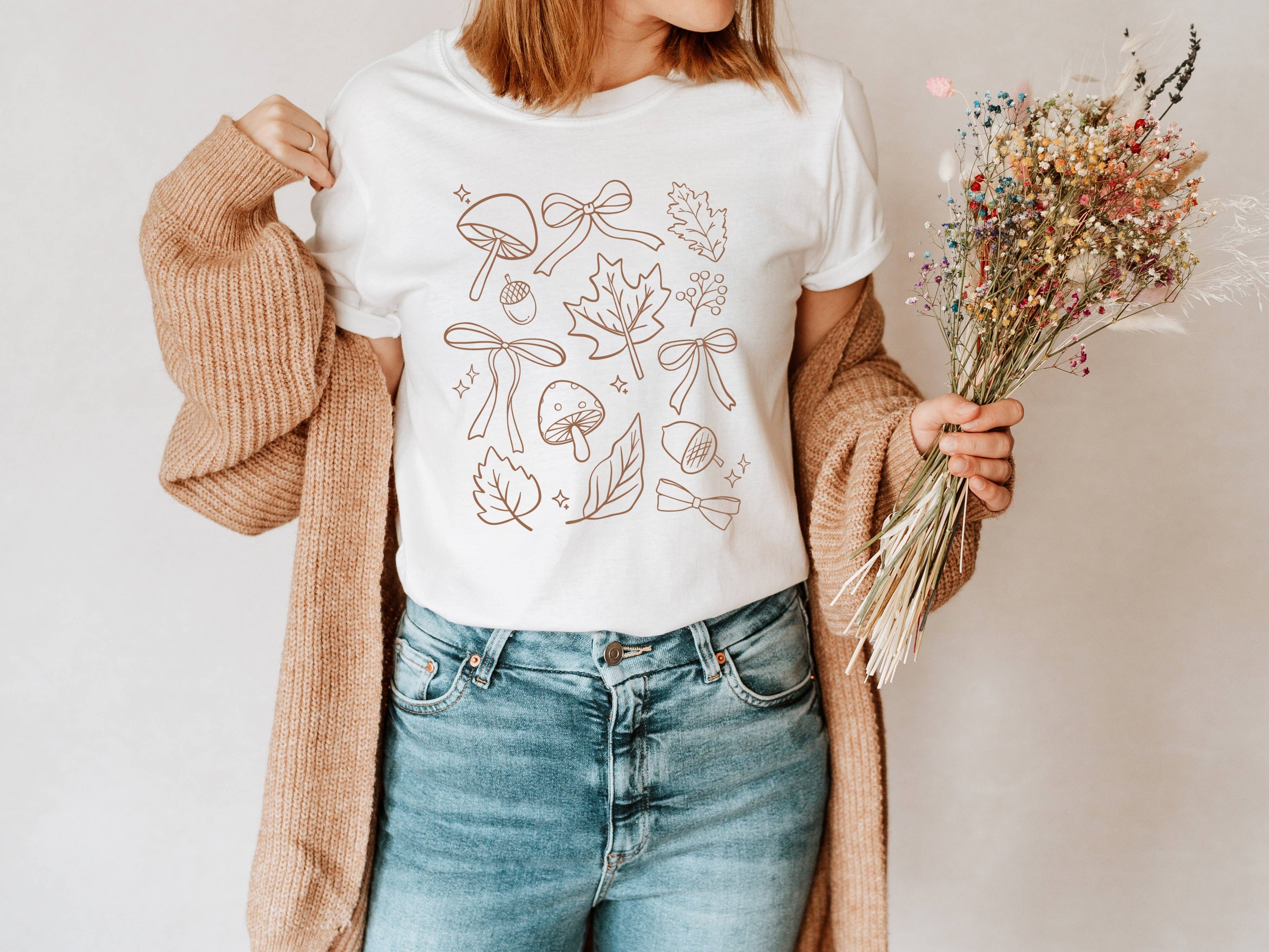 Cottagecore Mushroom Doodle Graphic Tee | Trendy Fall Tee