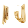 14K Gold-Dipped Triple Line Square Post Earring
