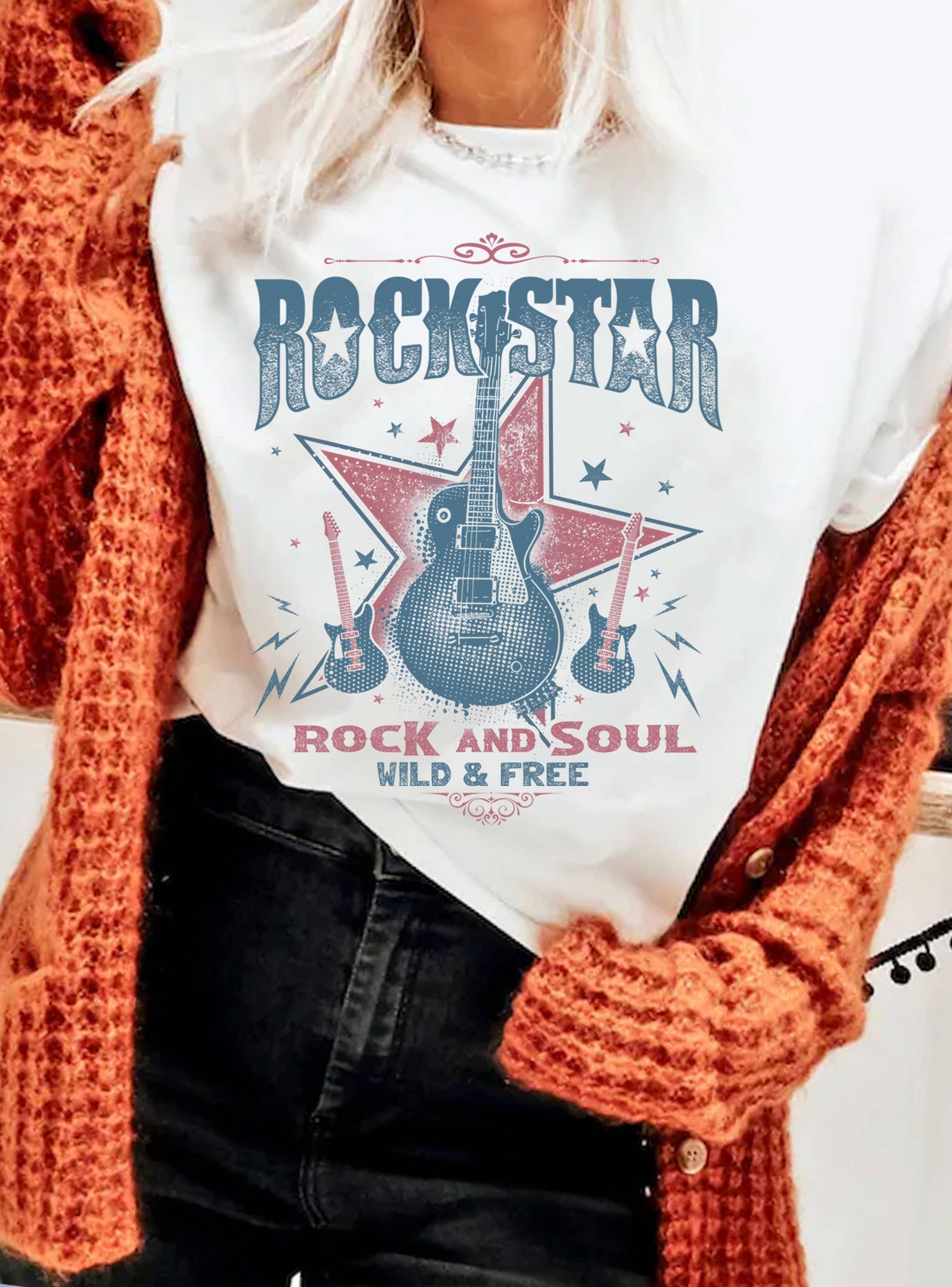 Rock Star Rock and Roll Guitar Graphic Tshirts