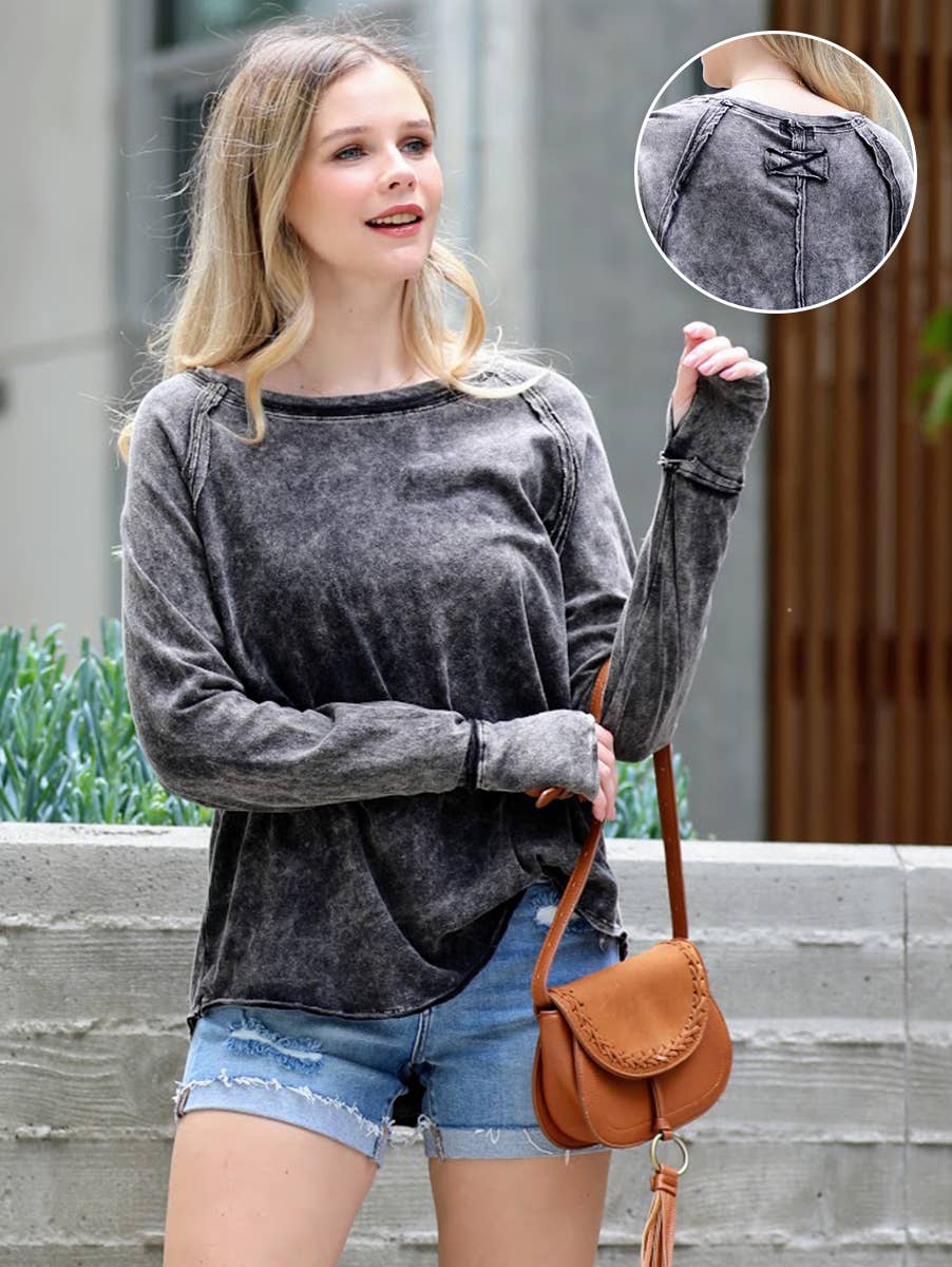 Washed Cotton Thumb Hole Top