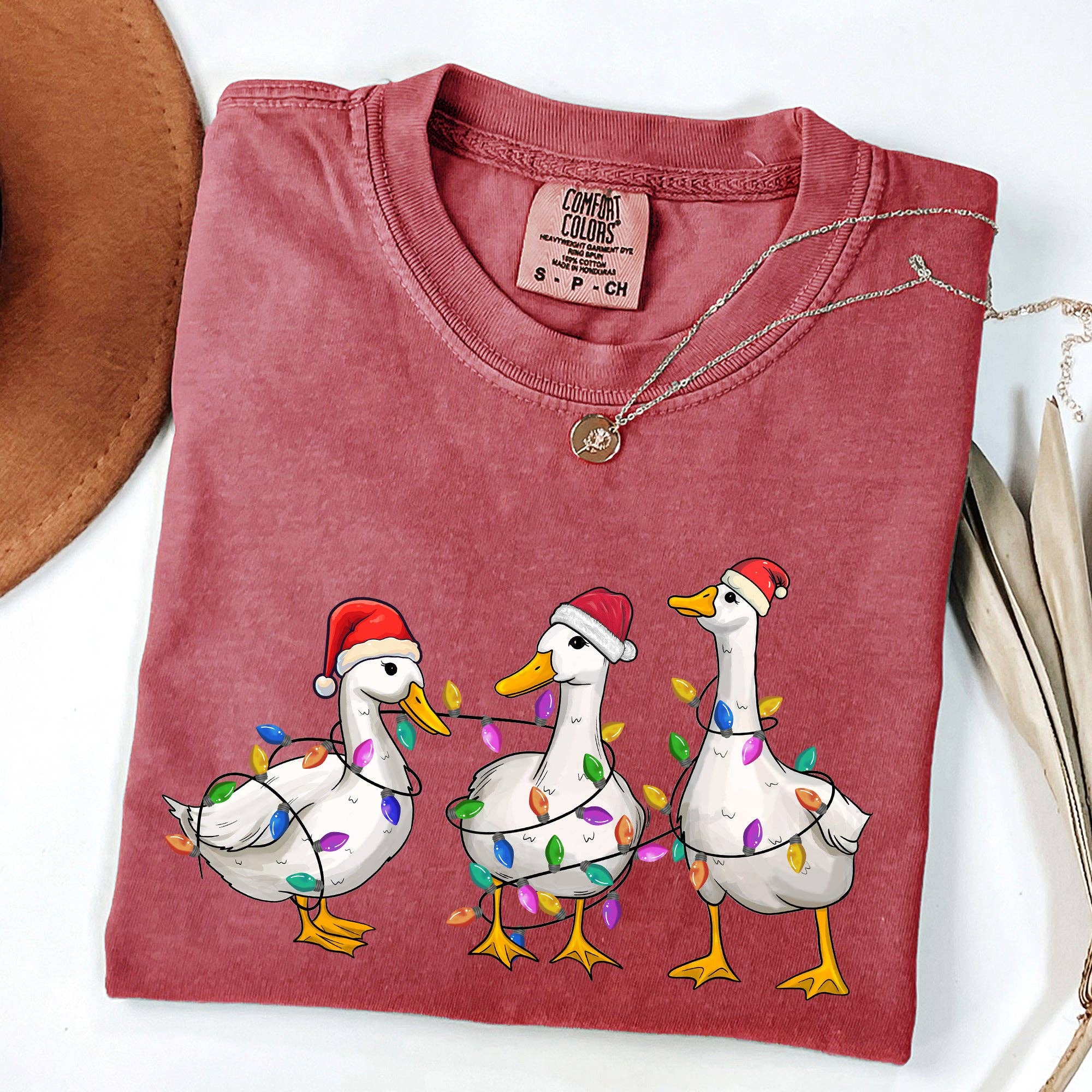 Christmas Ducks, Farm Animals, Santa Winter Snow Xmas Tshirt