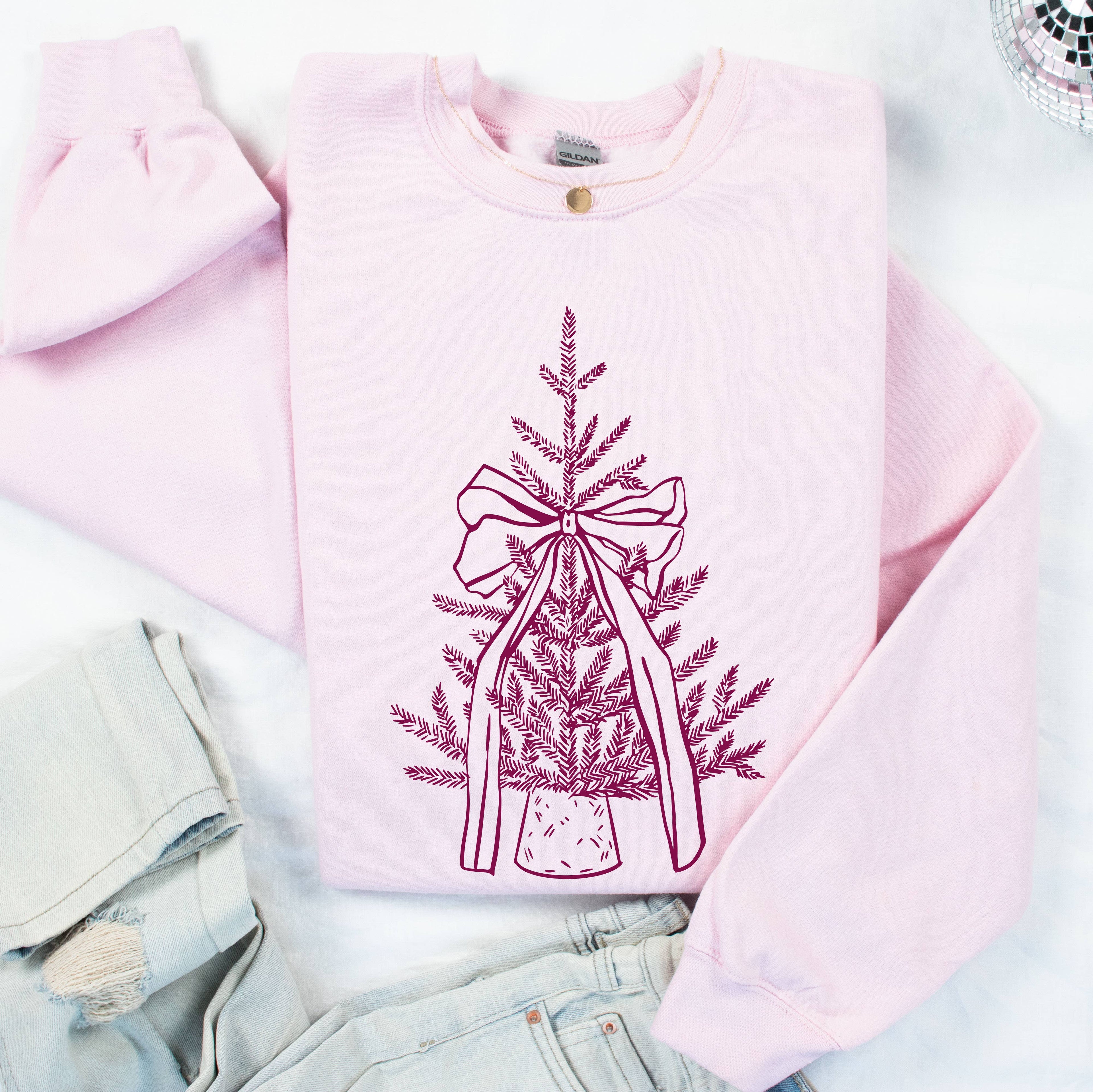 Pink Christmas Tree Sweatshirt – Coquette Holiday Tee