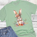 Easter Boho Floral Headband Bunny Graphic Tee