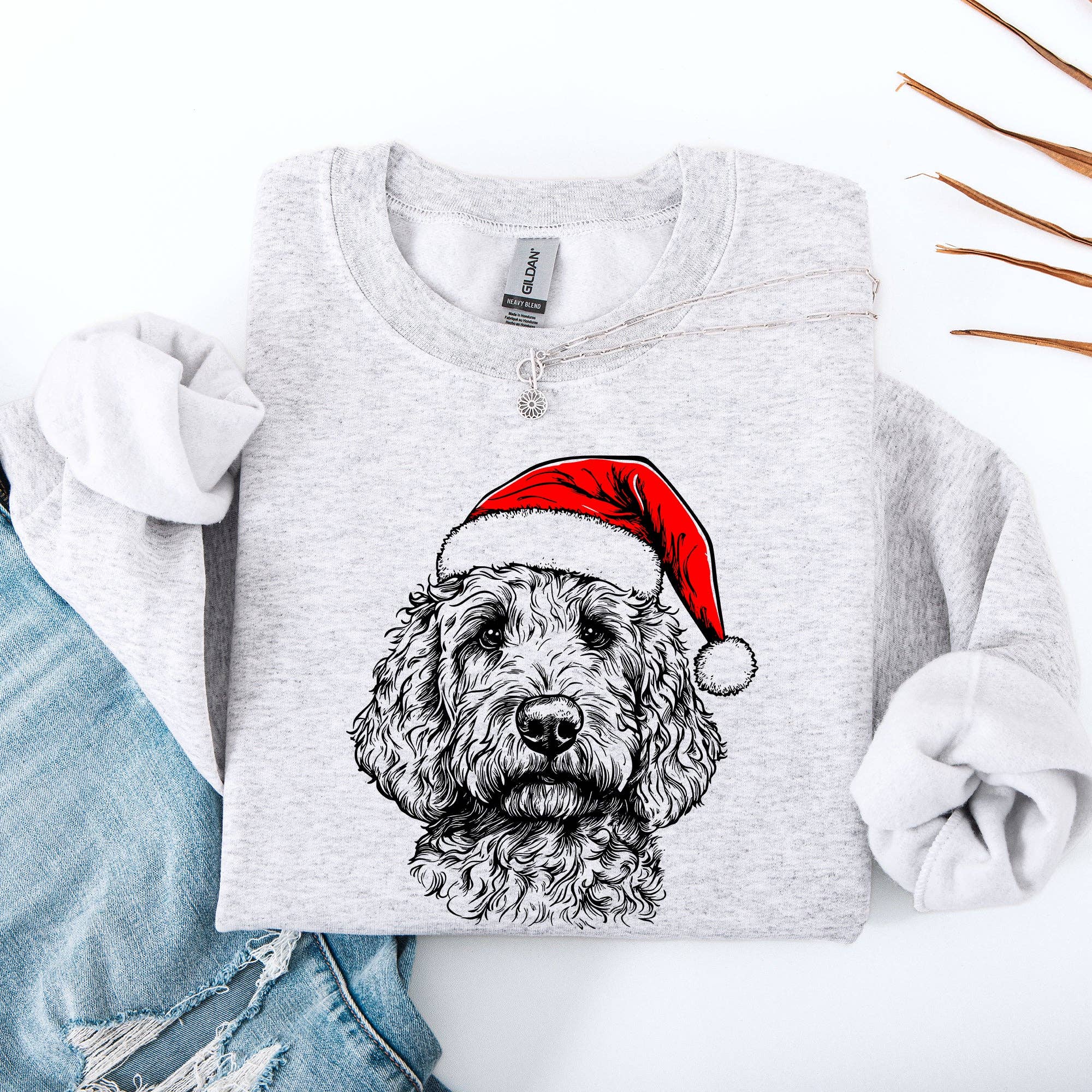 Goldendoodle, Santa, Dog, Christmas Dog Lover Pet Sweatshirt