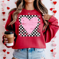 Distressed Checkered Heart Sweatshirt