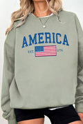 America Flag Graphic Brushed Sweatshirts