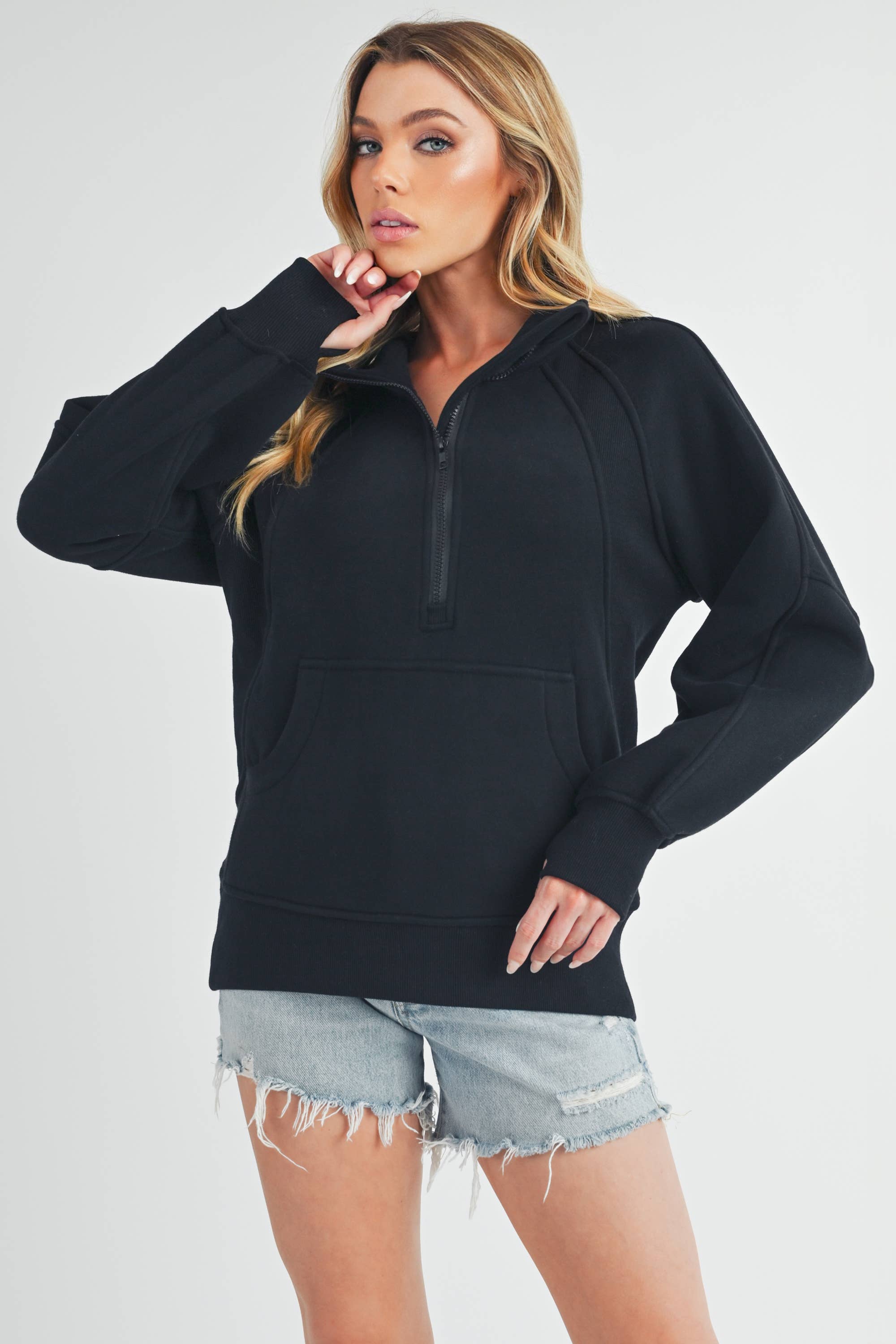 *Small Only* 986DK Long Dove Funnel Neck Half Zip