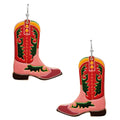 Cowboy Boots Tooled Leather Hook Earrings