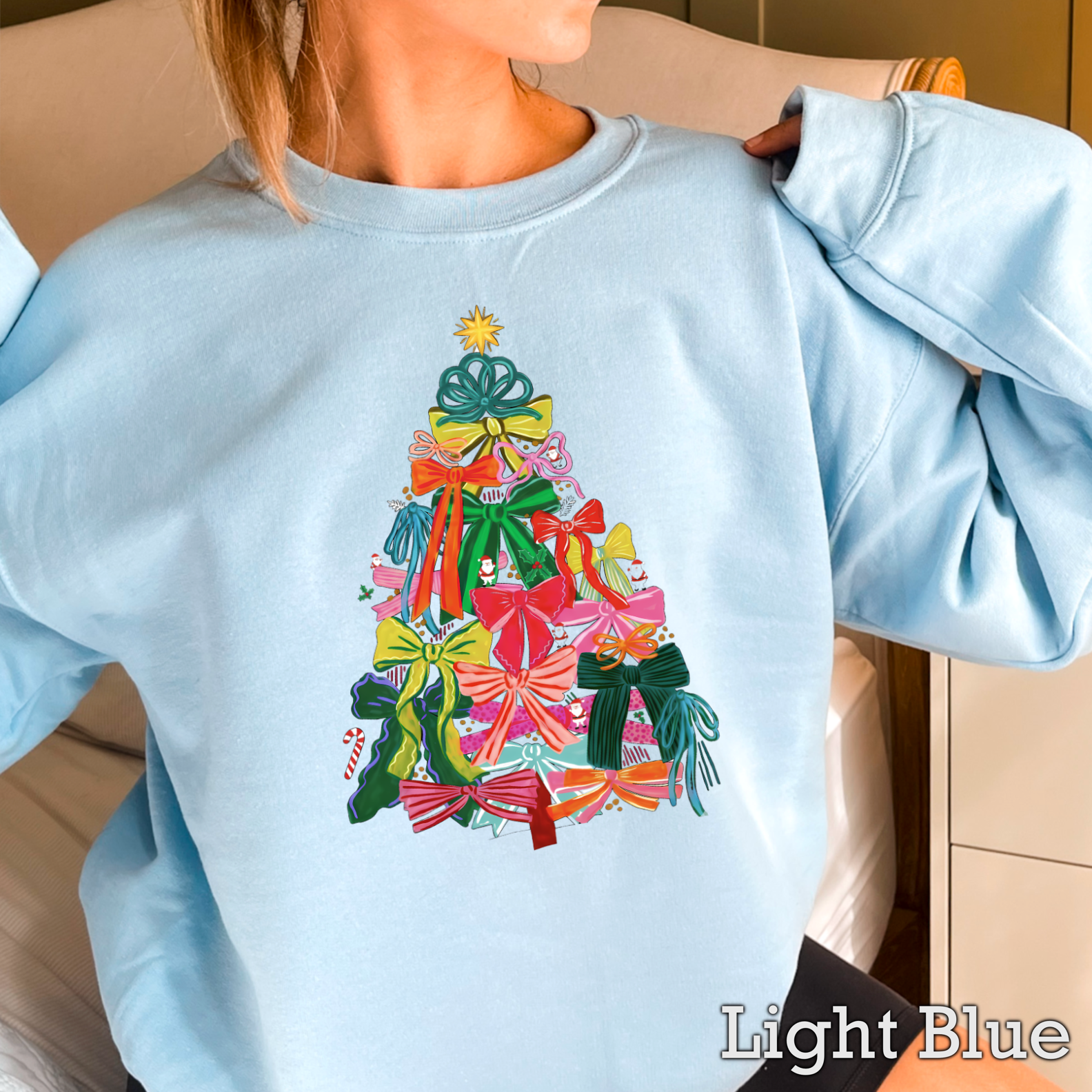 Bow Christmas Tree Christmas Sweatshirt | Gildan