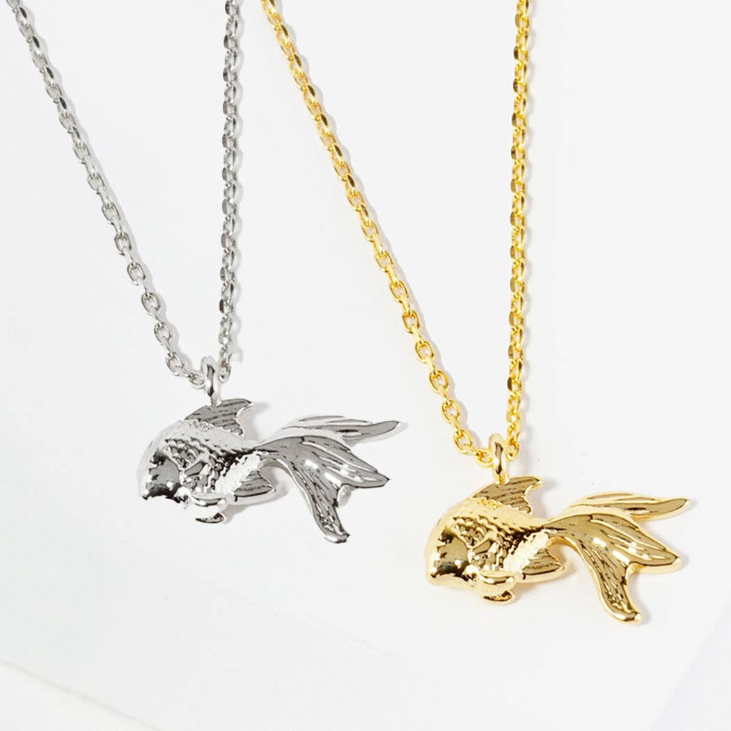 18K Gold White Gold Dipped Goldfish Necklace
