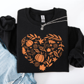 Fall Heart, Pumpkin Leaves, Autumn Sweatshirt