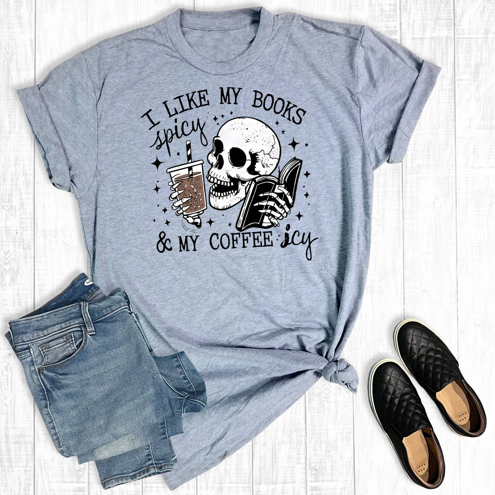 Funny I Like My Books Spicy & My Coffee Icy Graphic Tee