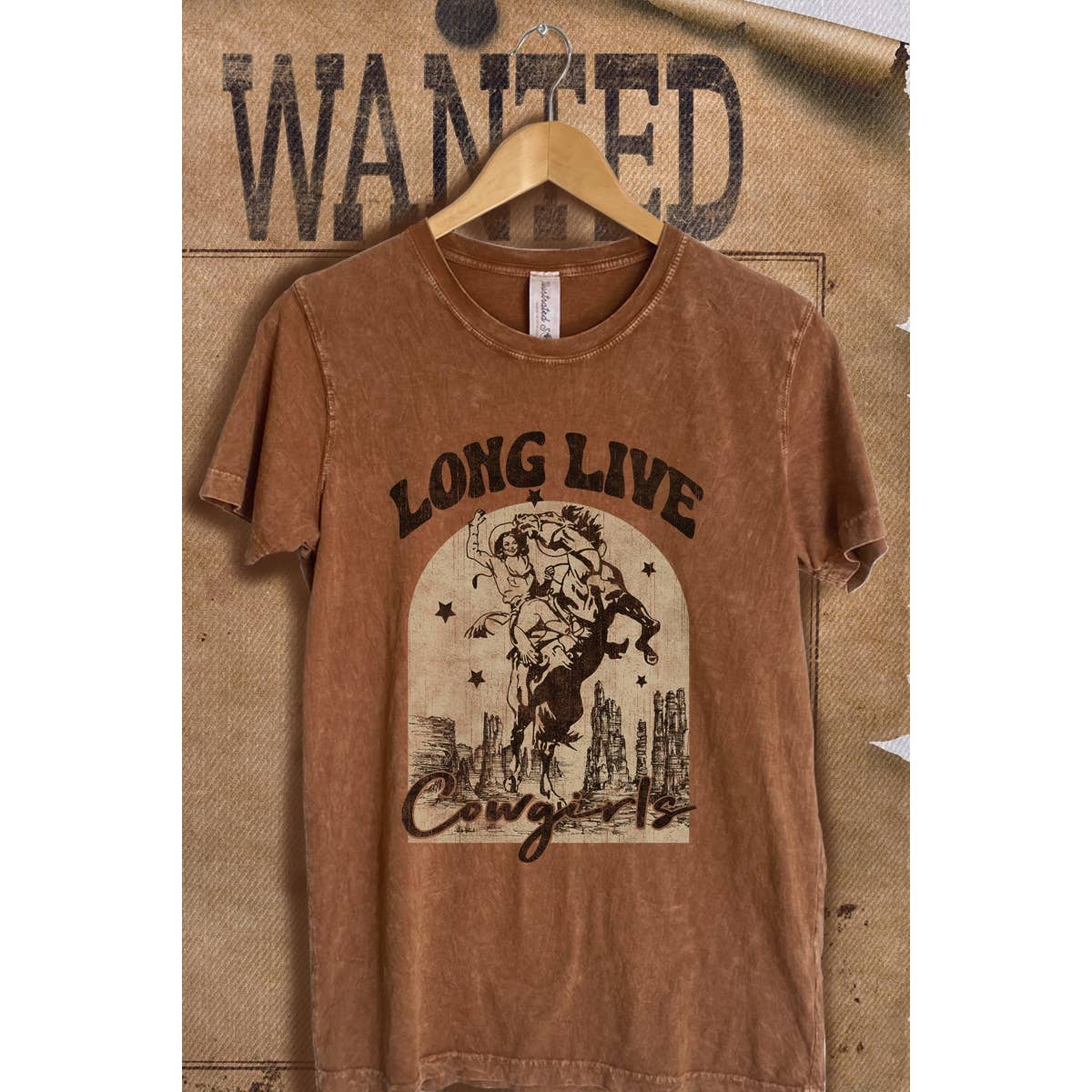 Long Live Cow Girl Wash Vintage Graphic  Tee