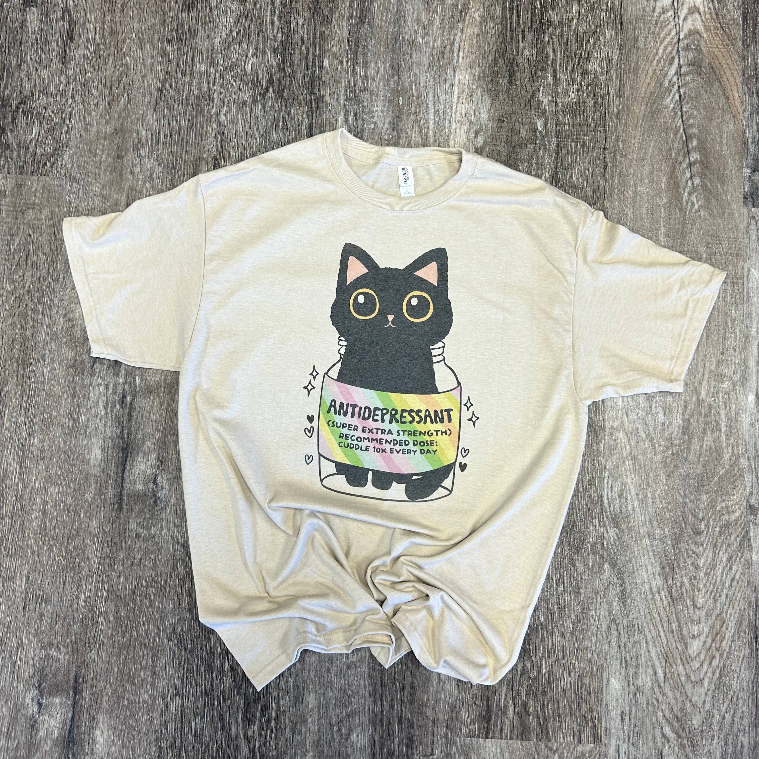 Antidepressant Cat On Sand Tee