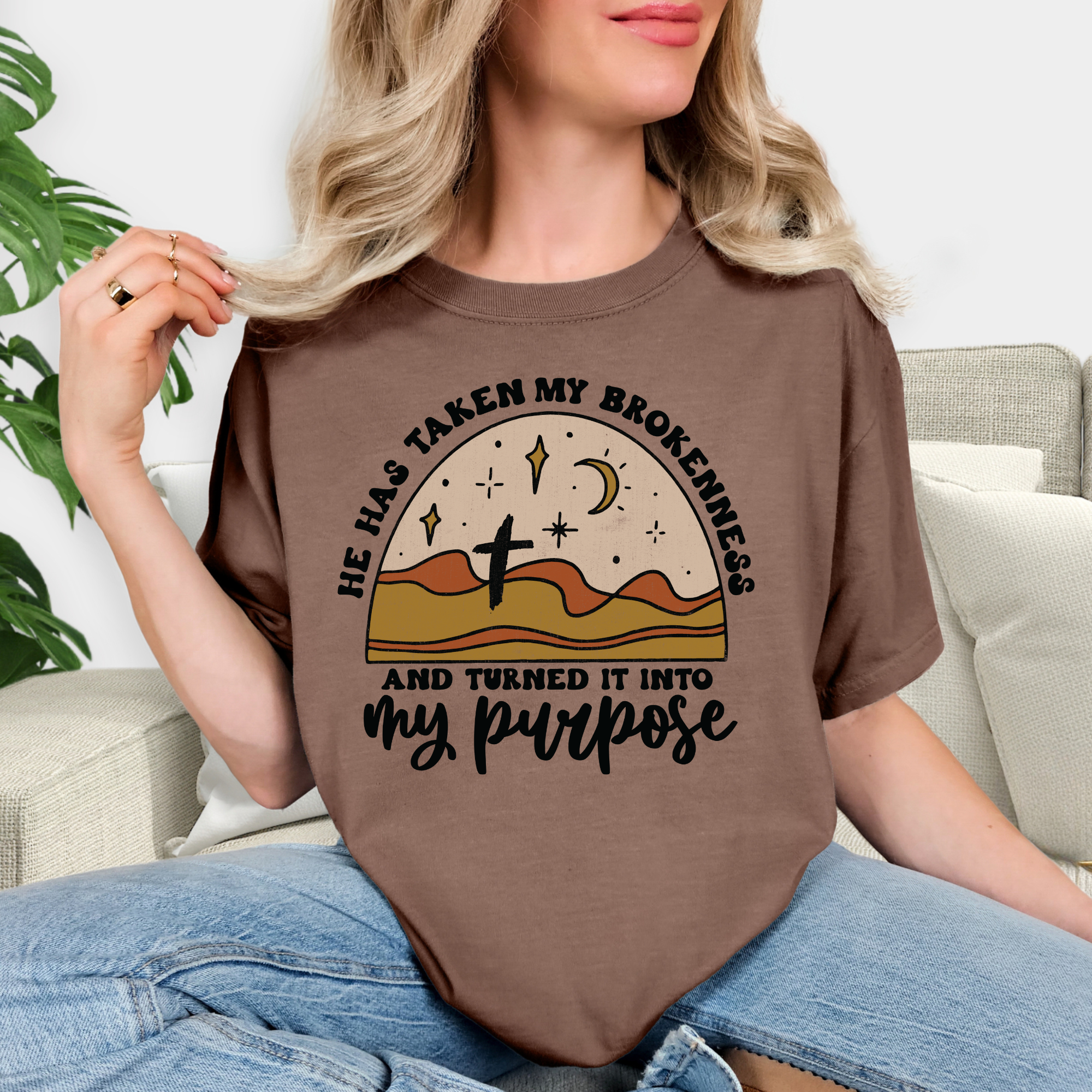 He Has Taken My Brokenness - Comfort Colors Espresso