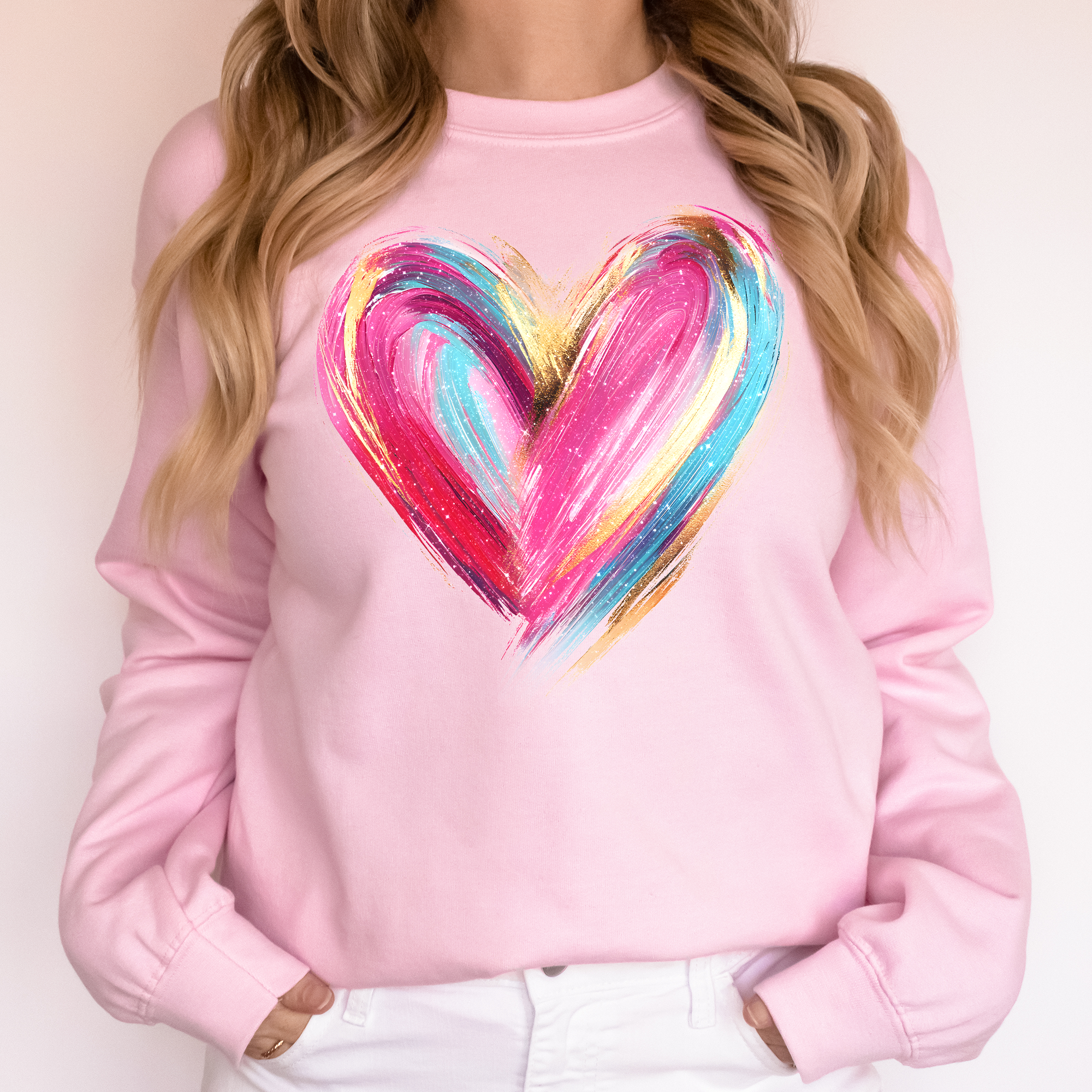 Glittery Brush Stroke Heart, Valentine's Day, Sweatshirt