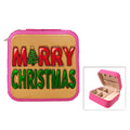 Merry Christmas Design Square Leather Jewelry Box