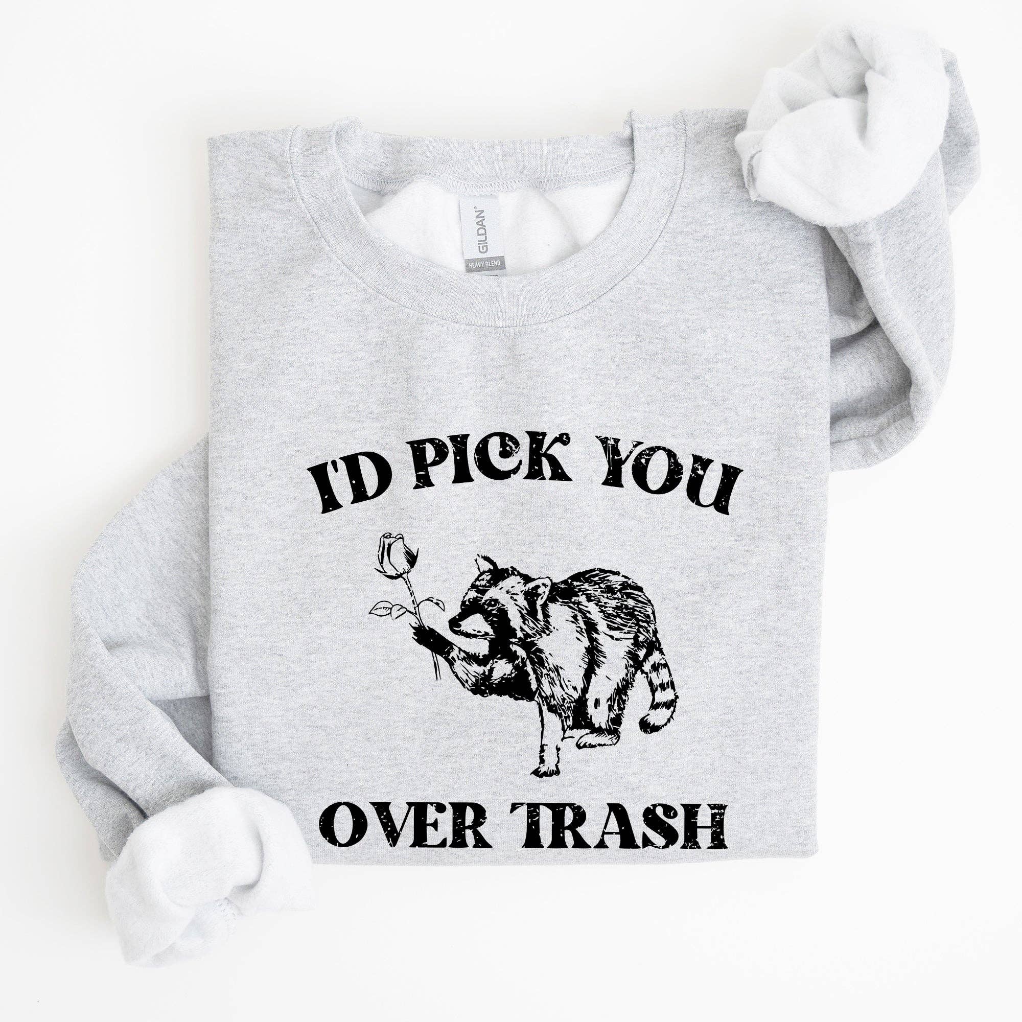 I'd Pick You Over Trash, Raccoon, Funny Aesthetic Sweatshirt