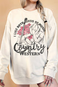 Country and Western Cowboy Oversize Graphic Terry Sweatshirt