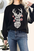 Have A Holly Jolly Christmas Deer Graphic Terry Sweatshirts