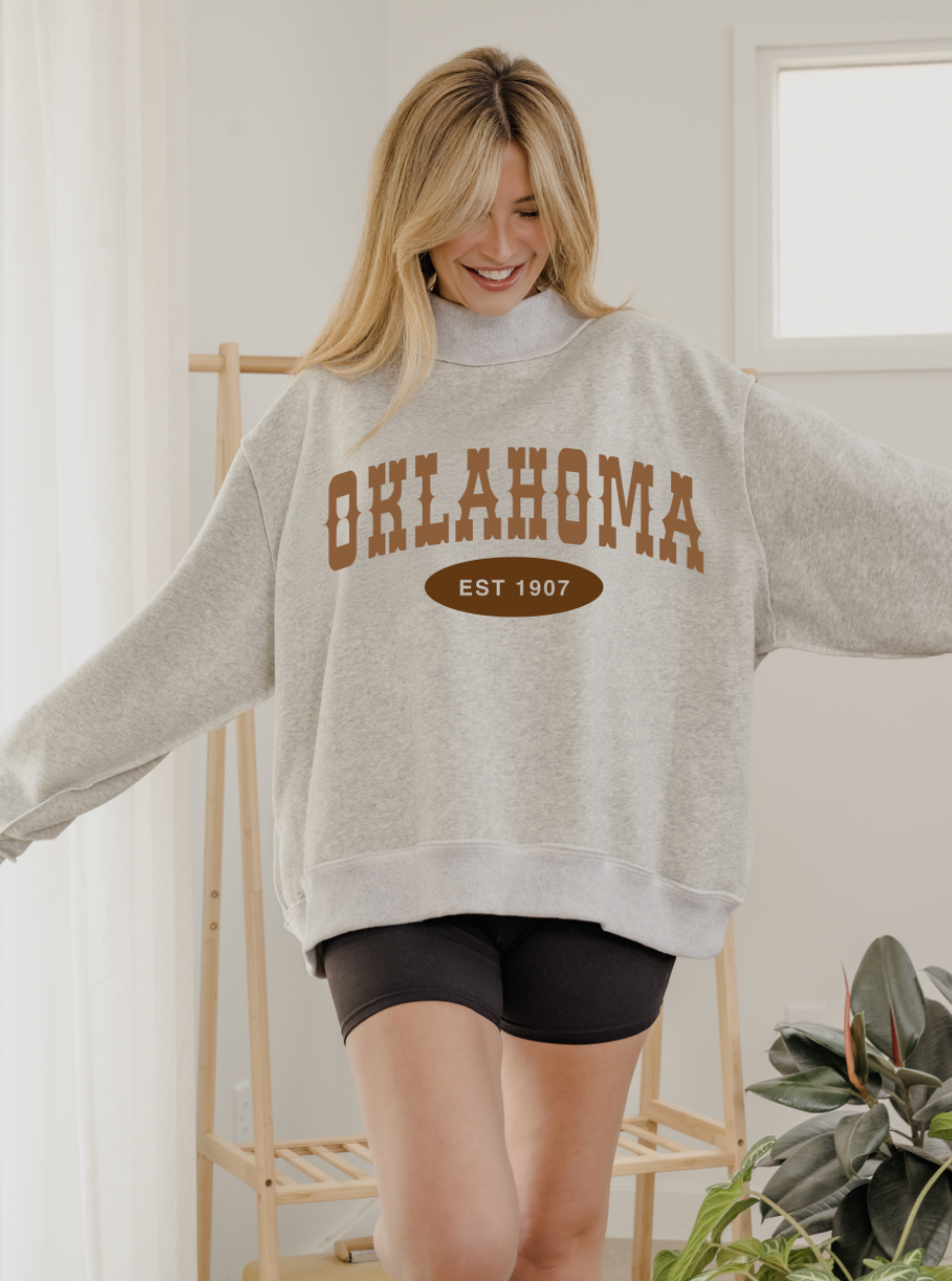 Oklahoma Western Est. Date Reversible Mock Neck Sweatshirt