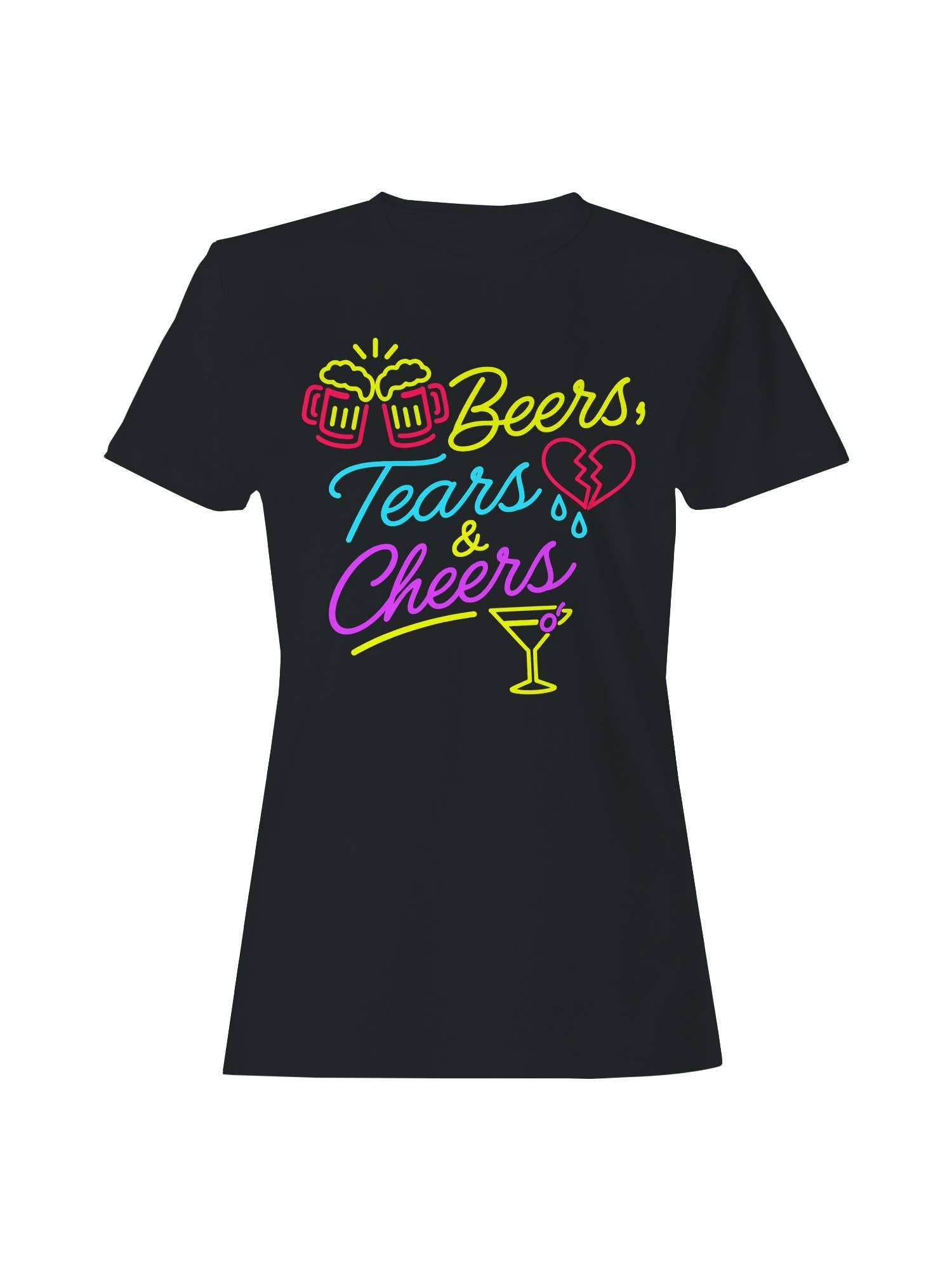 Beers, Tears & Cheers Neon Art Women's T-Shirt