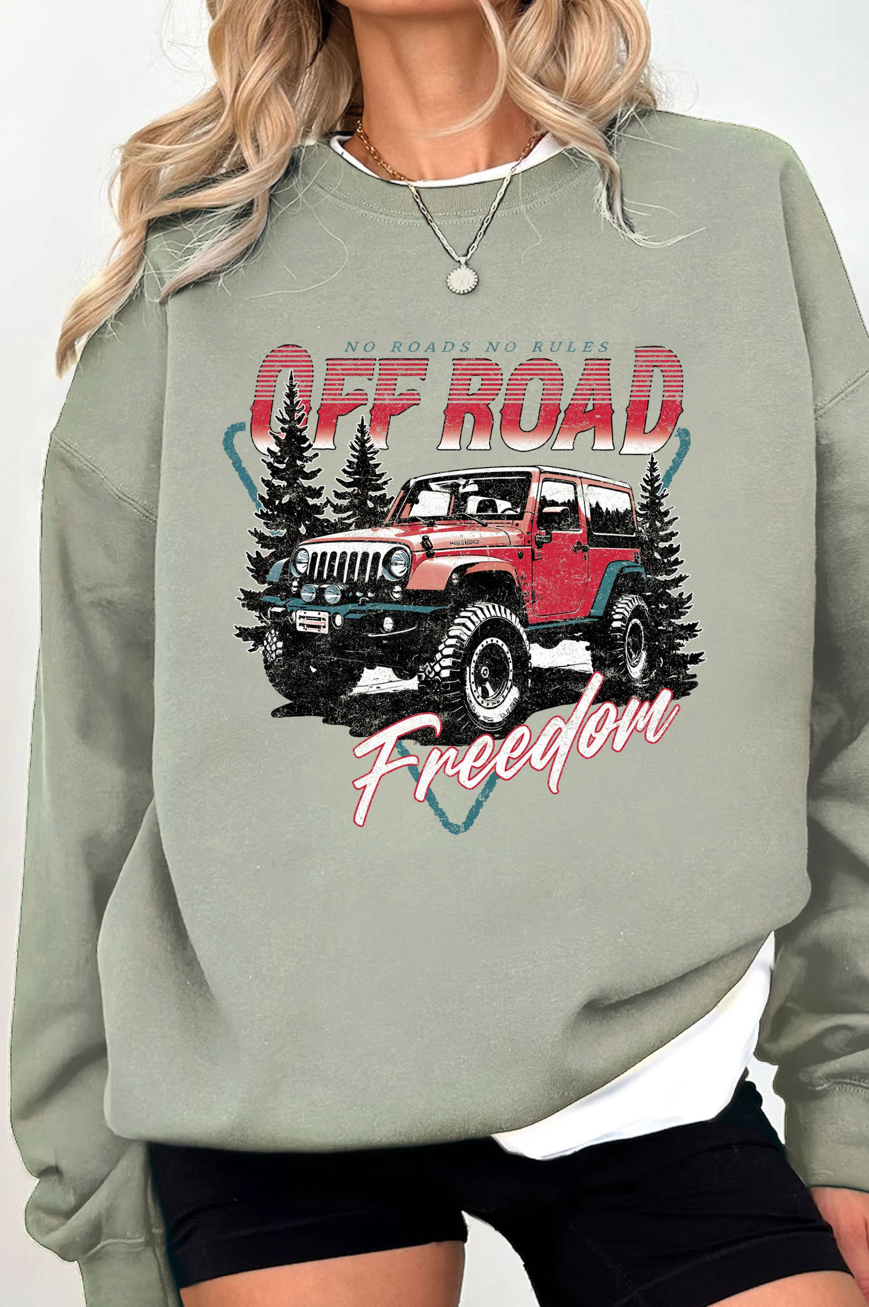 Off Road Freedom Car Graphic Brushed Sweatshirts