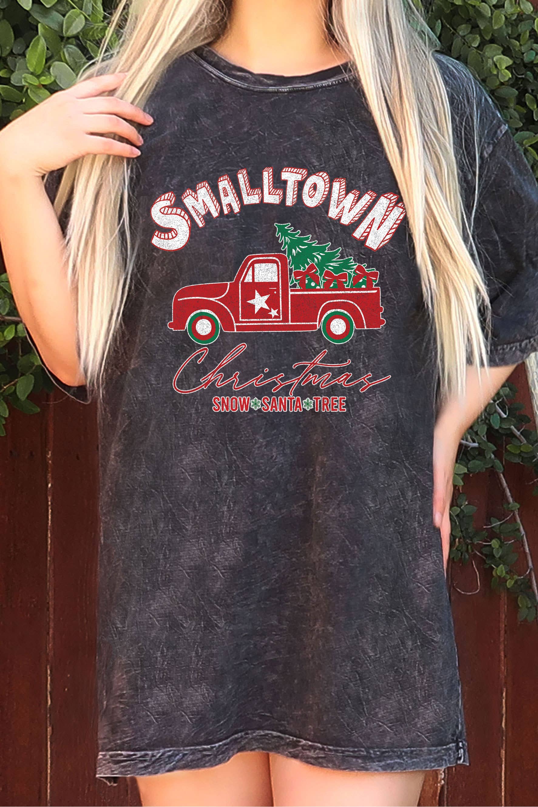 Small Town Christmas Oversize Mineral Graphic Tshirts