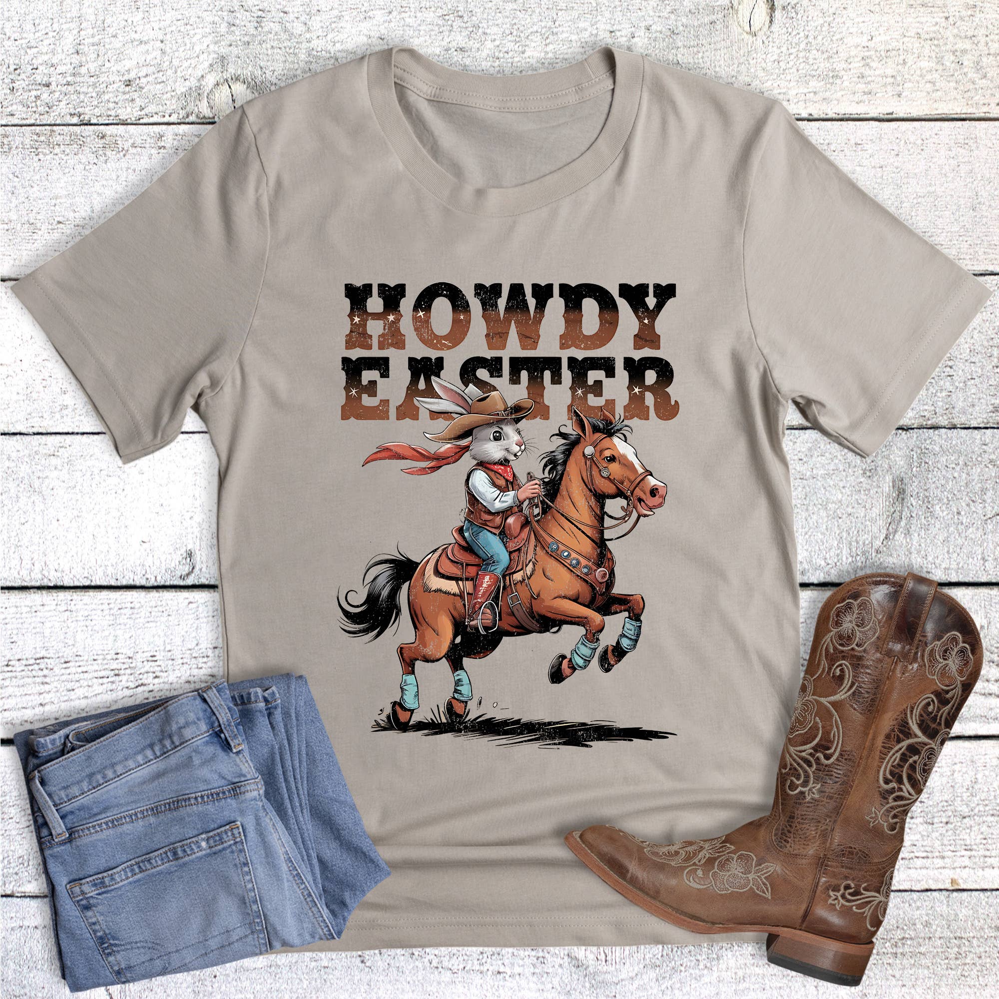 Easter Western Howdy Rabbit Rider Graphic Tee
