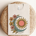 Boho Floral Moon and Sun Graphic Tee