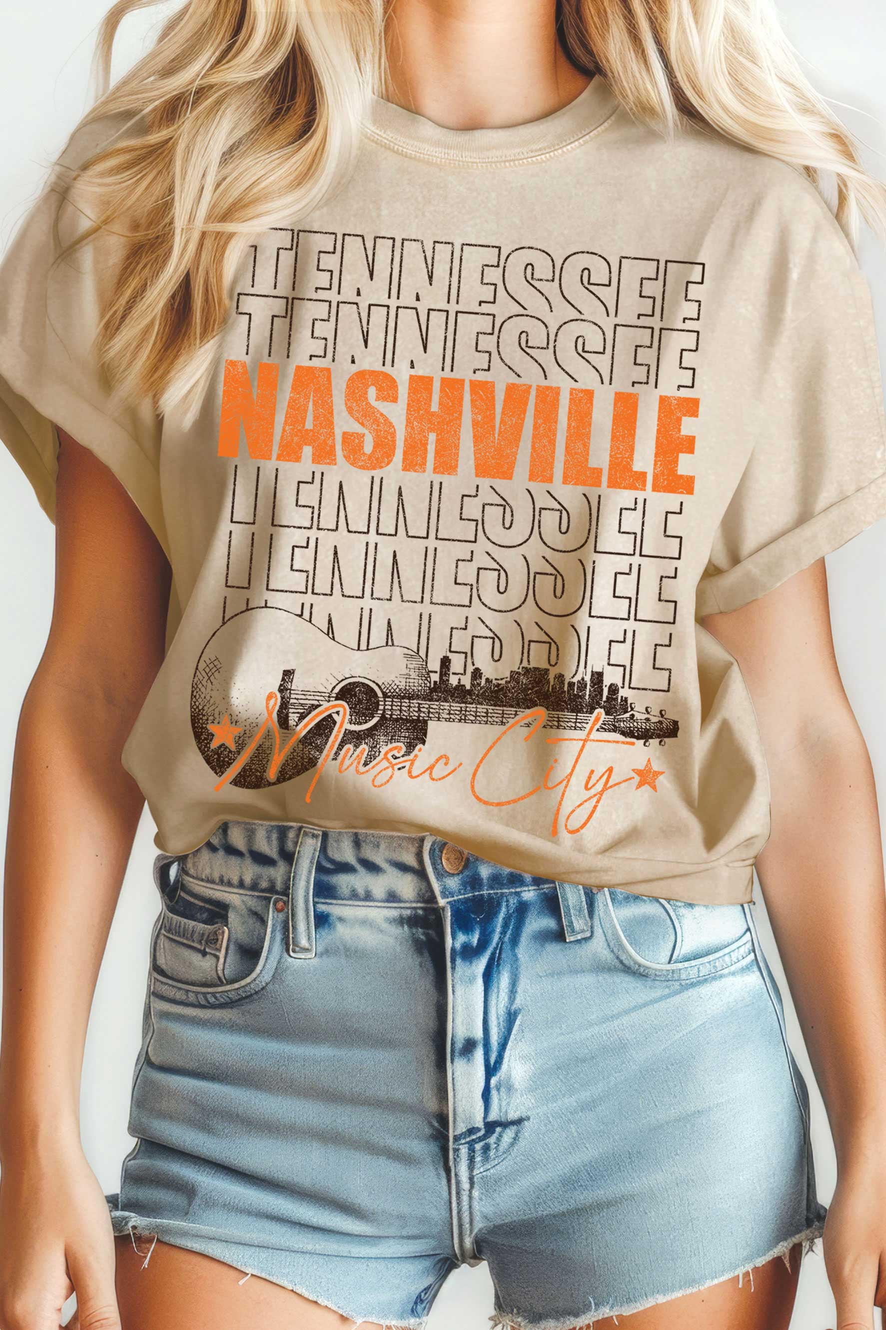 Tennessee Nashville Music City Guitar Mineral Graphic Tshirt