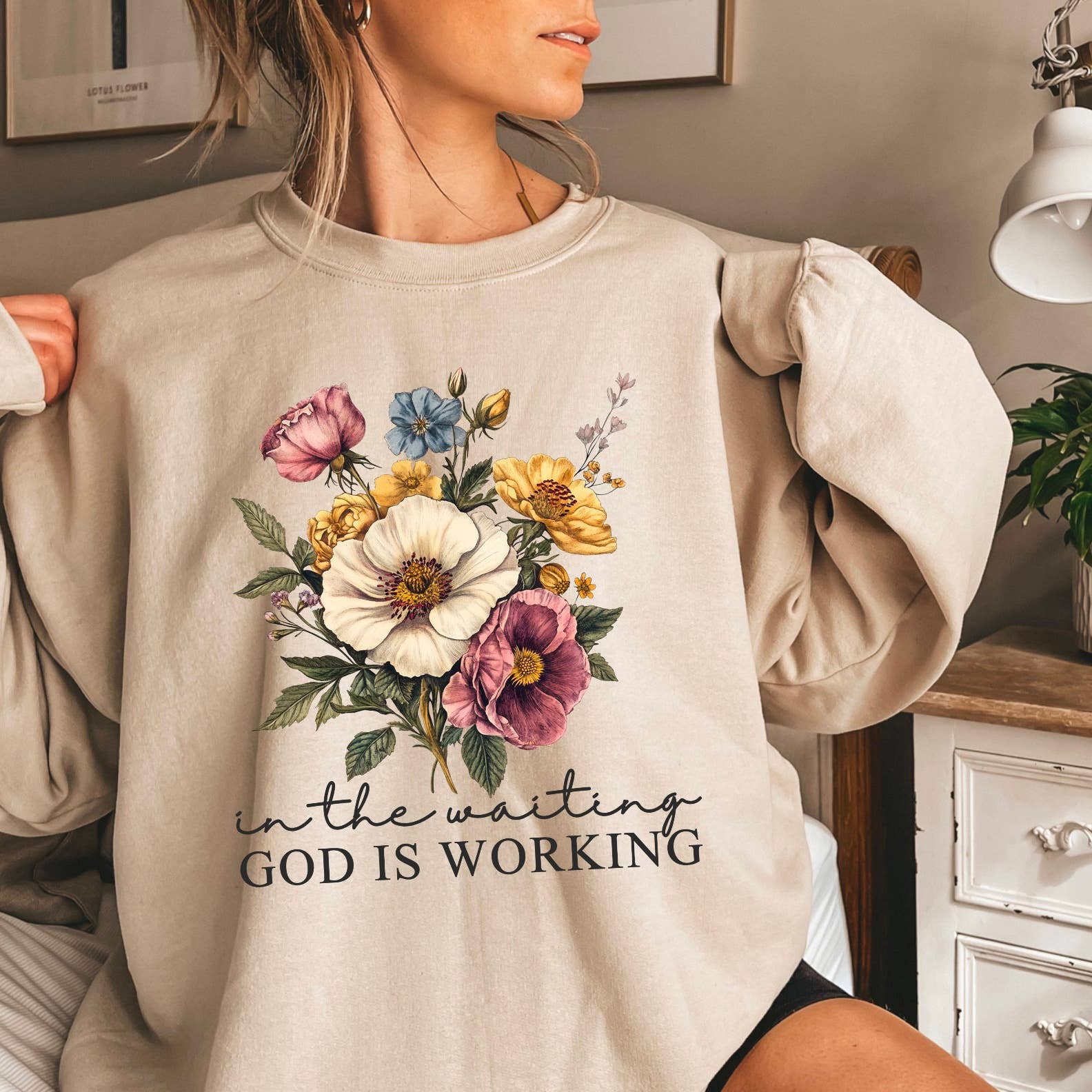 In the Waiting Christian Graphic Sweatshirt | Christian