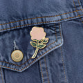 Pink Rose Flower Enamel Pin | June Birth Month Flower