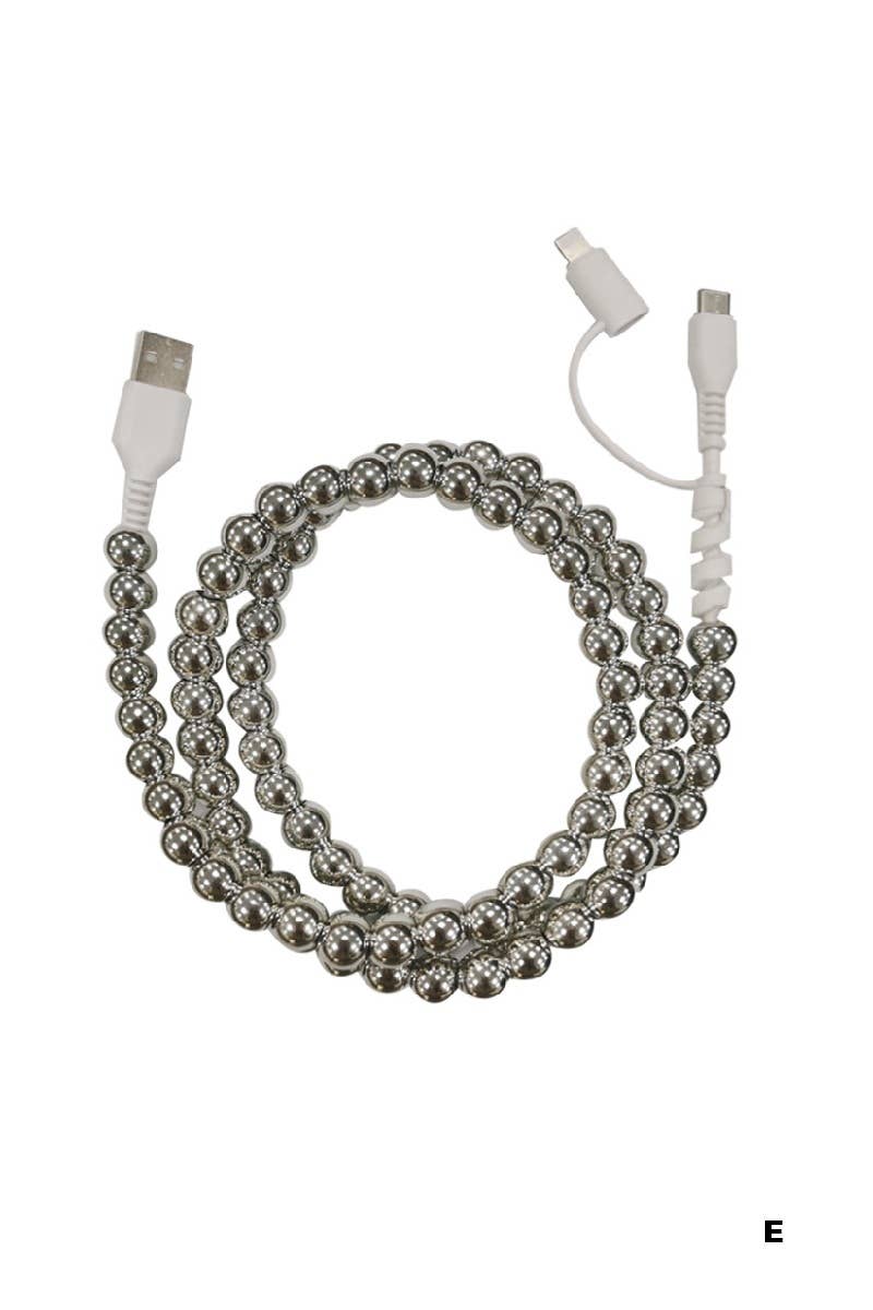 ..0102 Tik Tok Beaded Dual Usb Fast Charging Cable
 SI-29036