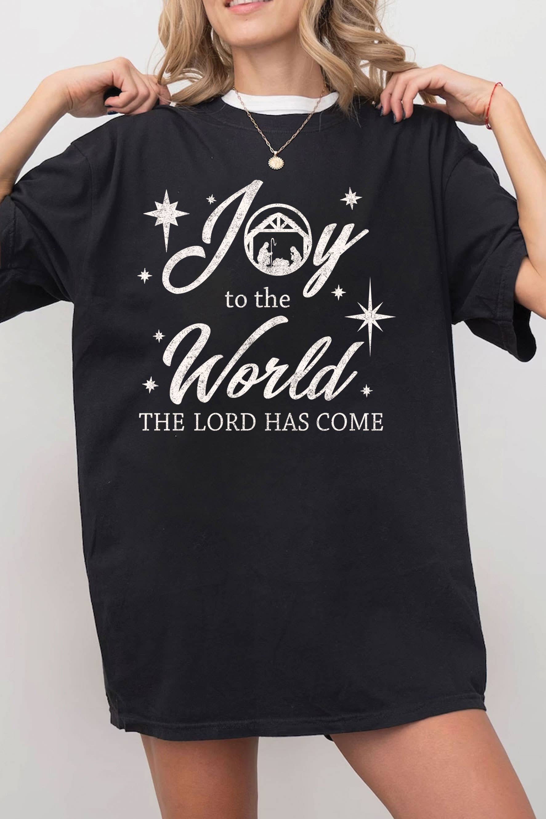 Joy To the World Puff Oversize Graphic Tshirts