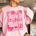 Oh How He Loves Us Christian Boho Floral Graphic Crewneck