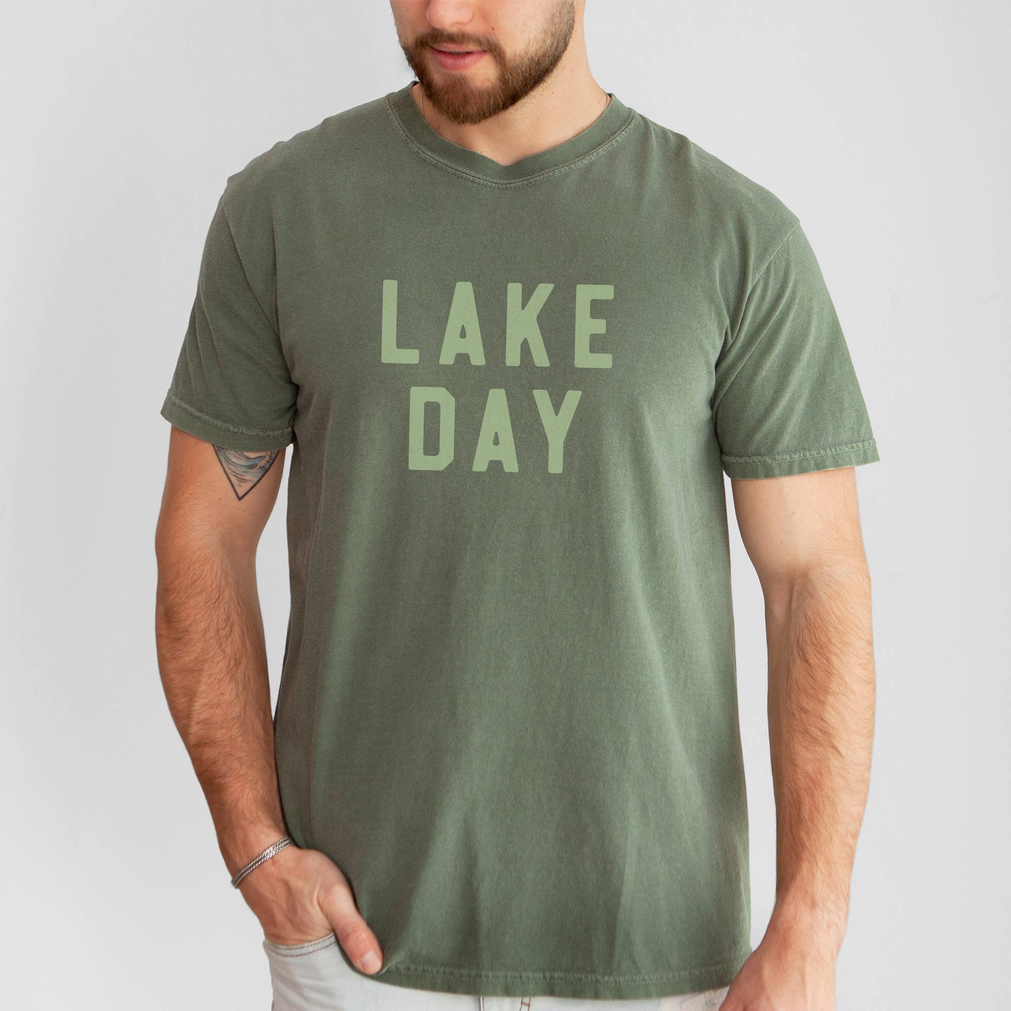 Lake Day Garment Dyed Varsity T-Shirt, Summer Graphic Tee
