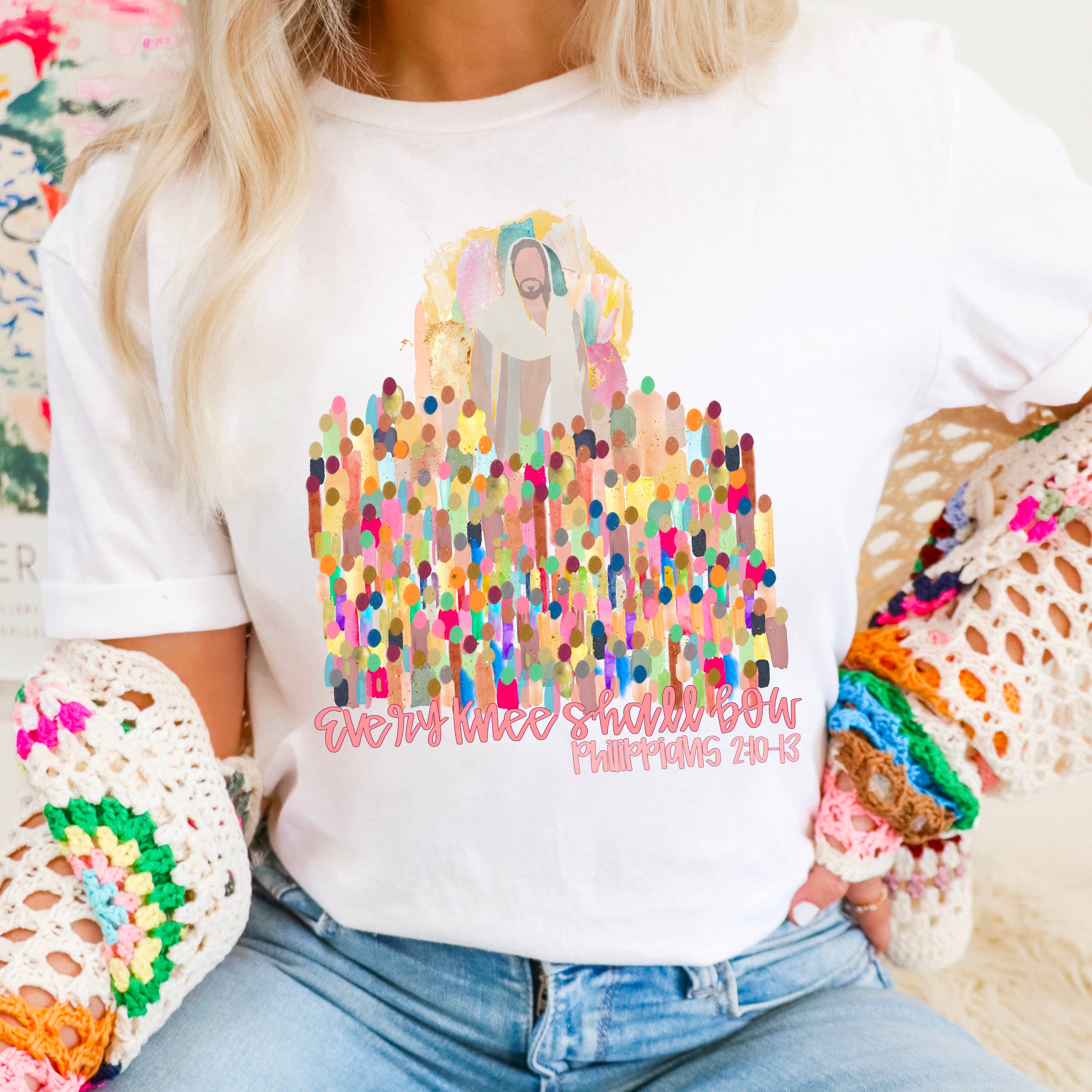 Every Knee Shall Bow Christian Graphic Shirt | Gildan