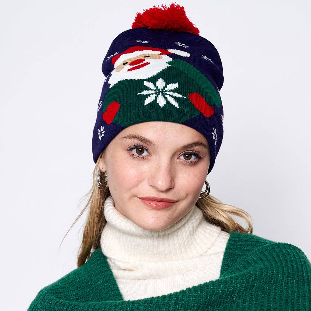 Snow Day with Santa Beanie with Pom