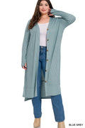 .....SI-21705 Plus Size Ribbed Long Cardigan