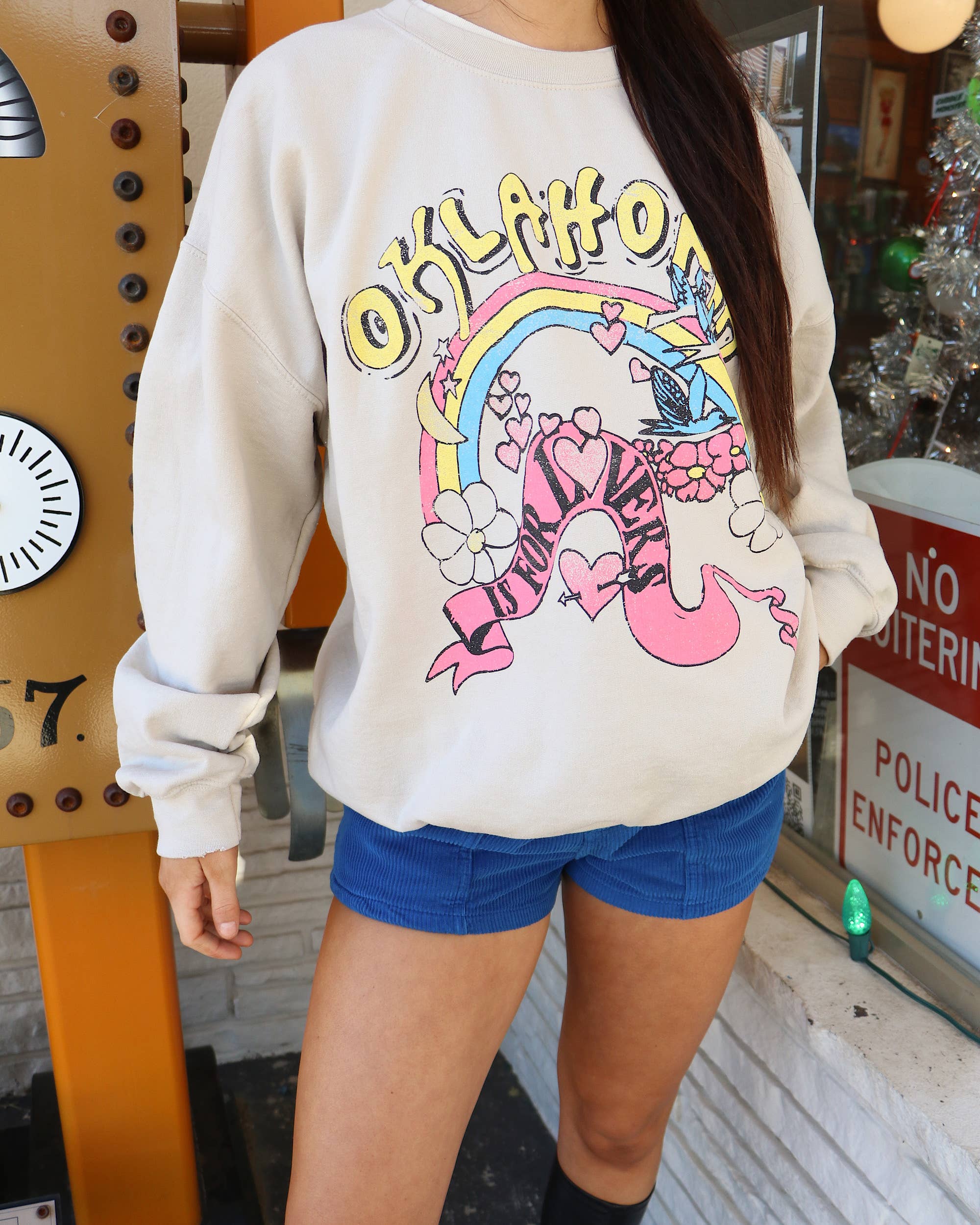 Ok Is For Lovers Sand Thrifted Graphic Sweatshirt